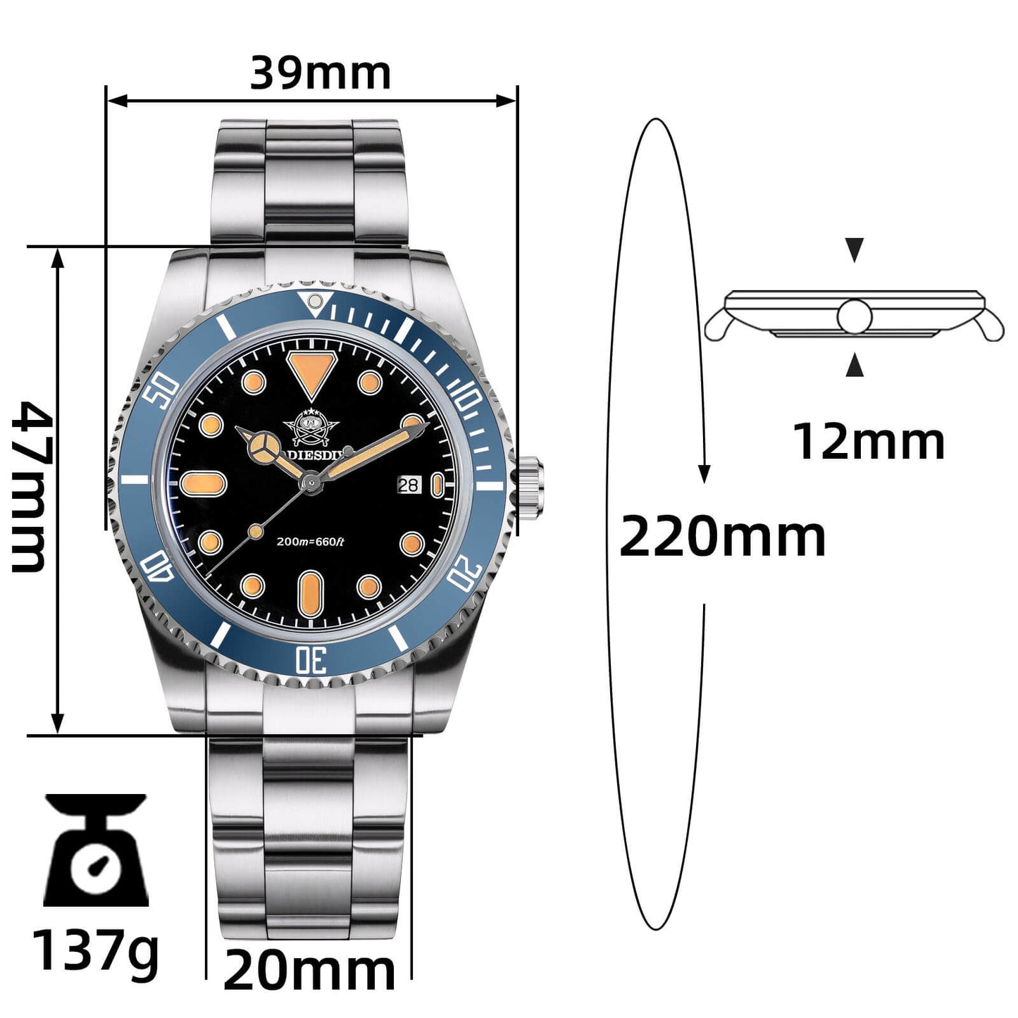 ADDIESDIVE AD2501 reloj de cuarzo 39 mm con bisel giratorio bidireccional - Addiesdiverelojes