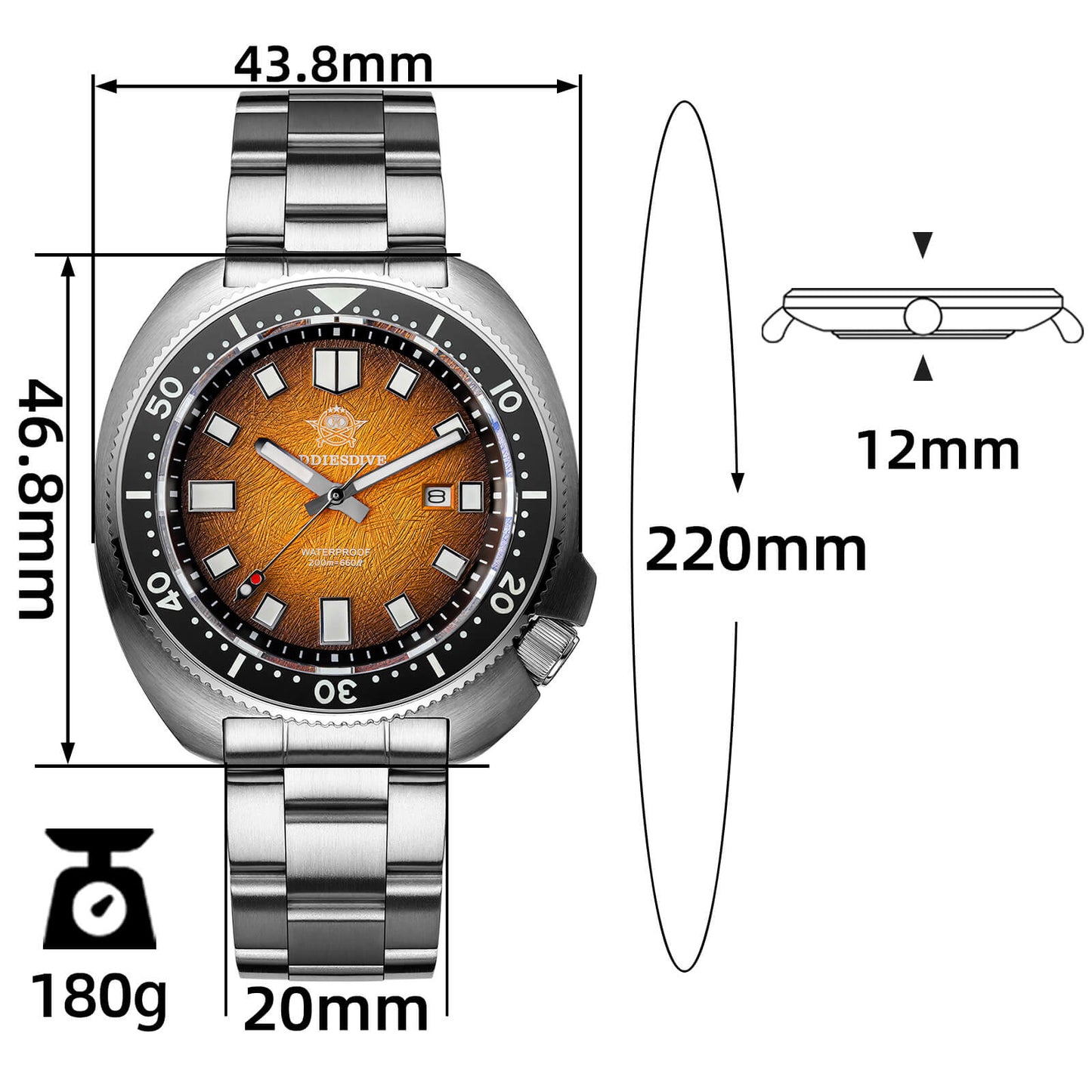 AD2511 – Reloj de Buceo Cuarzo Addiesdive “Turtle” con Cristal de Zafiro para Hombre