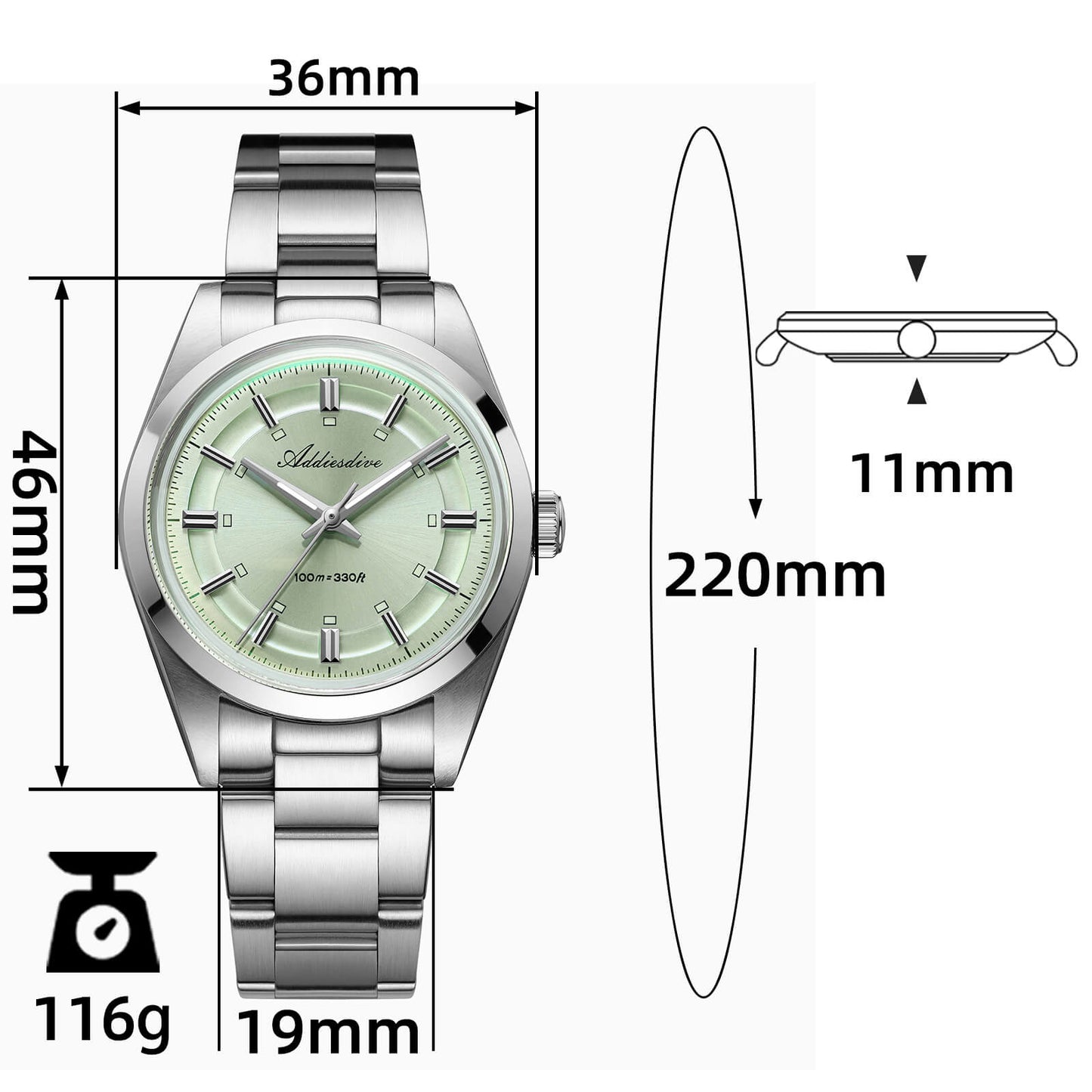 ADDIESDIVE Reloj de Hombre Elegante 36 mm AD2515 – Estilo Clásico y Refinado