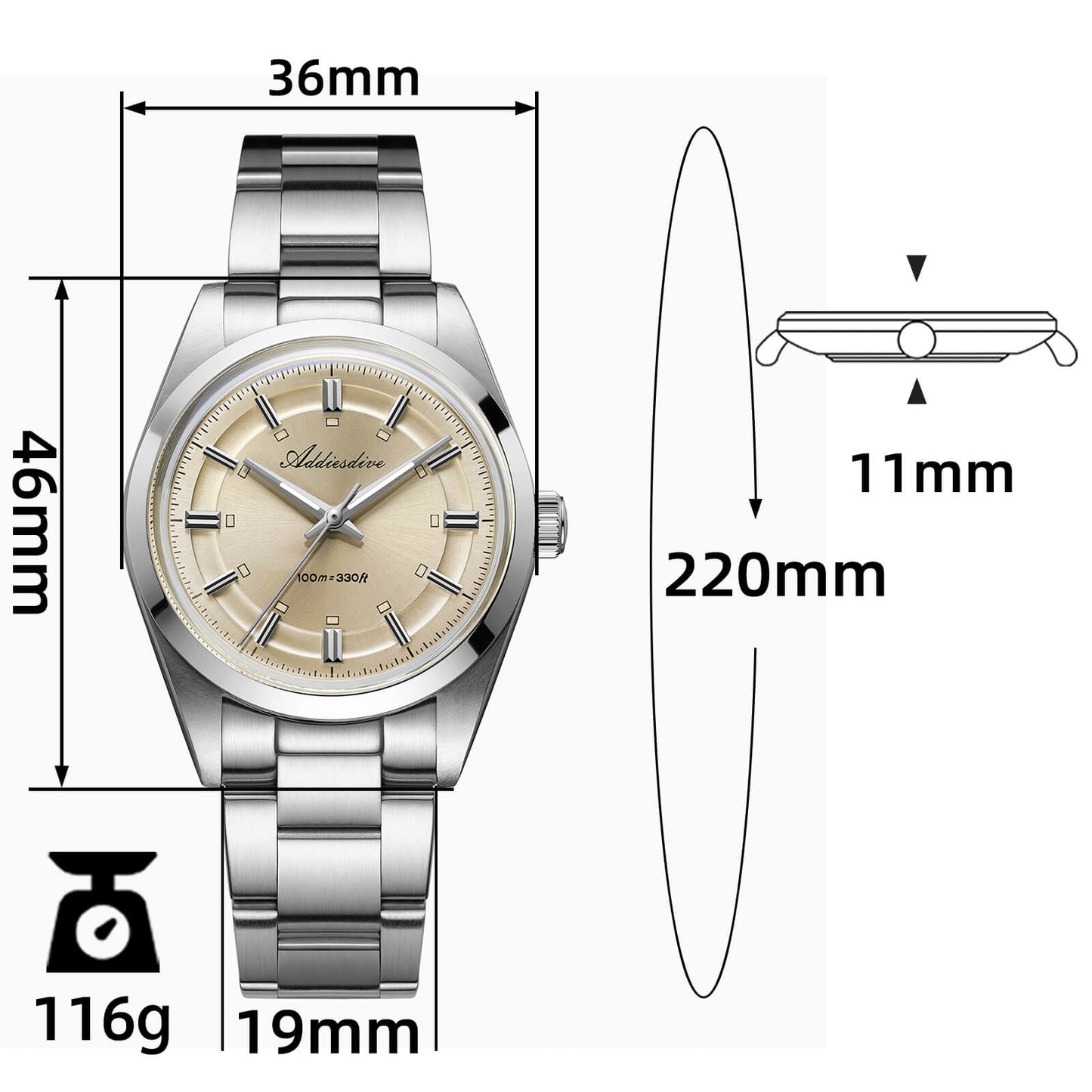 ADDIESDIVE Reloj de Hombre Elegante 36 mm AD2515 – Estilo Clásico y Refinado