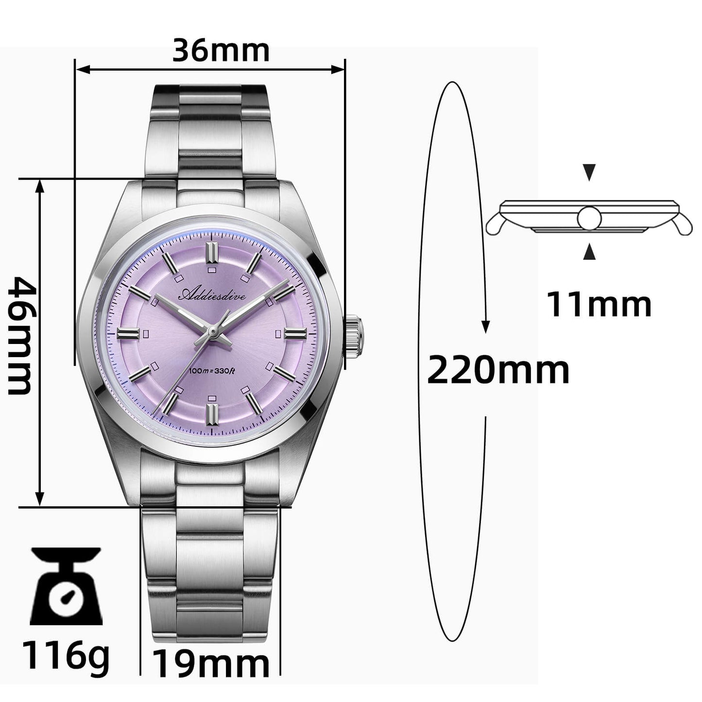 ADDIESDIVE Reloj de Hombre Elegante 36 mm AD2515 – Estilo Clásico y Refinado