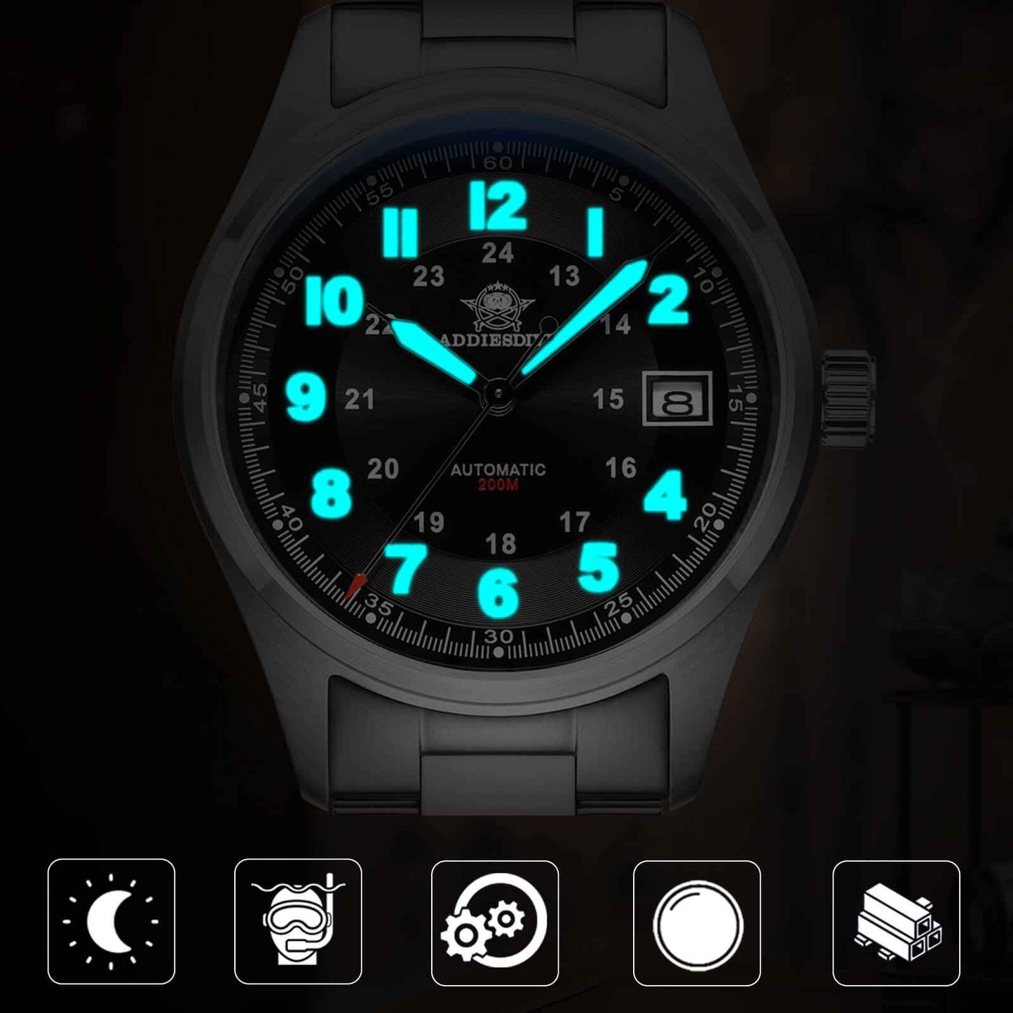 ★Oferta Semanal★ADDIESDIVE® Reloj automático elegante Diver 200M para hombre (AD2048)