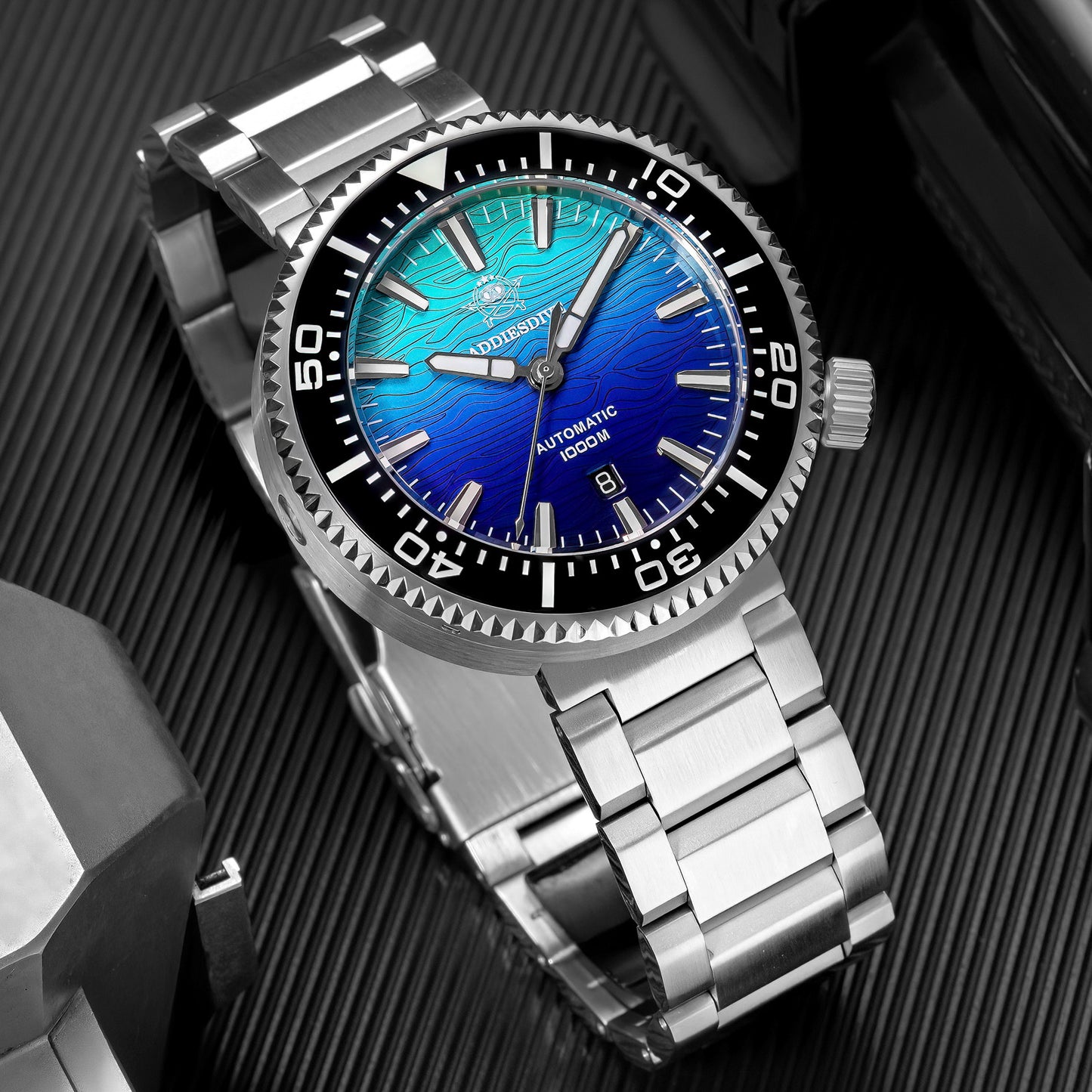Addiesdive Reloj Buceo 46 mm AD2526 – Elegante Esfera Degradada, Automático Japonés 8215
