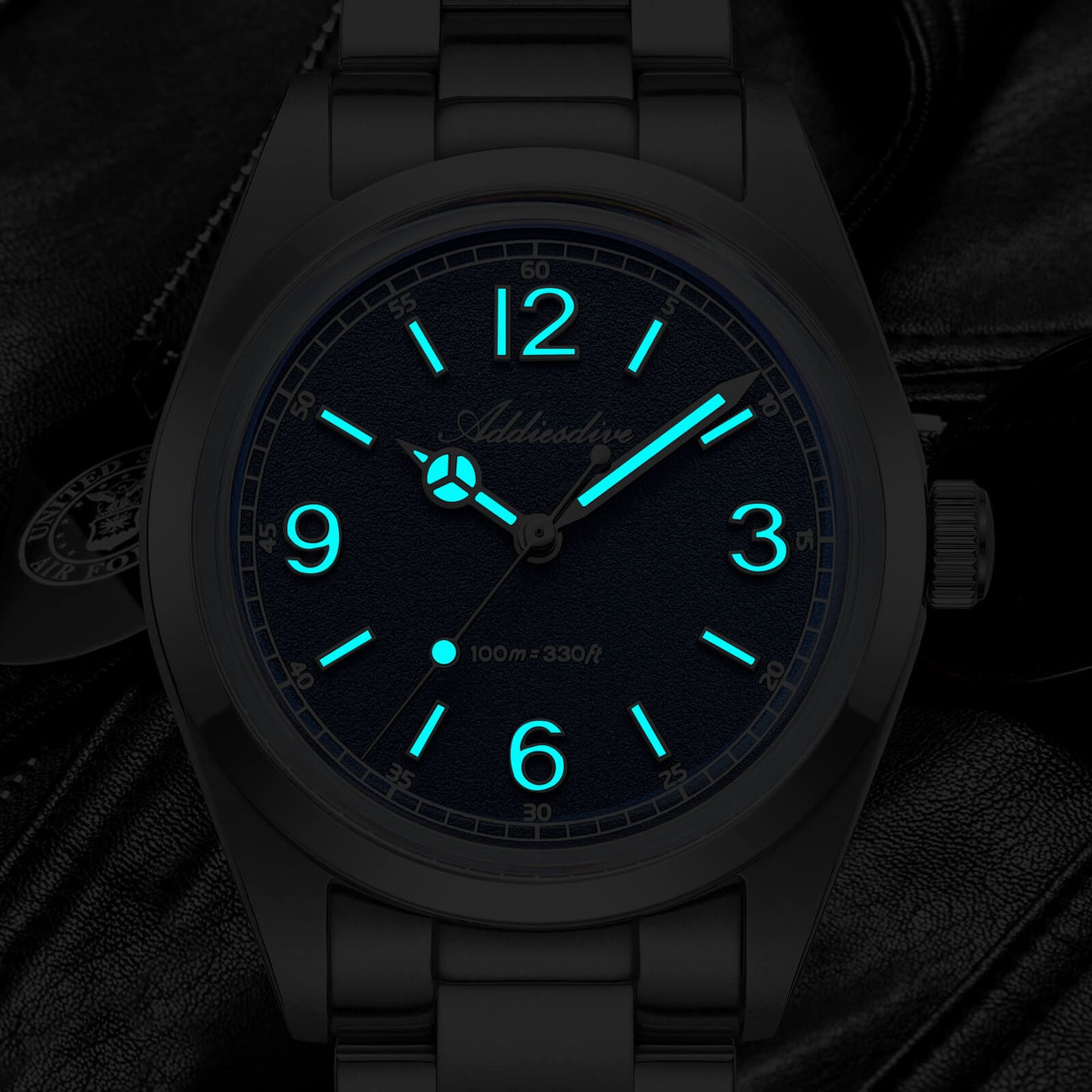 Esfera texturizada estilo arena – ADDIESDIVE AD2518 Reloj de campo VH31 de 36 mm