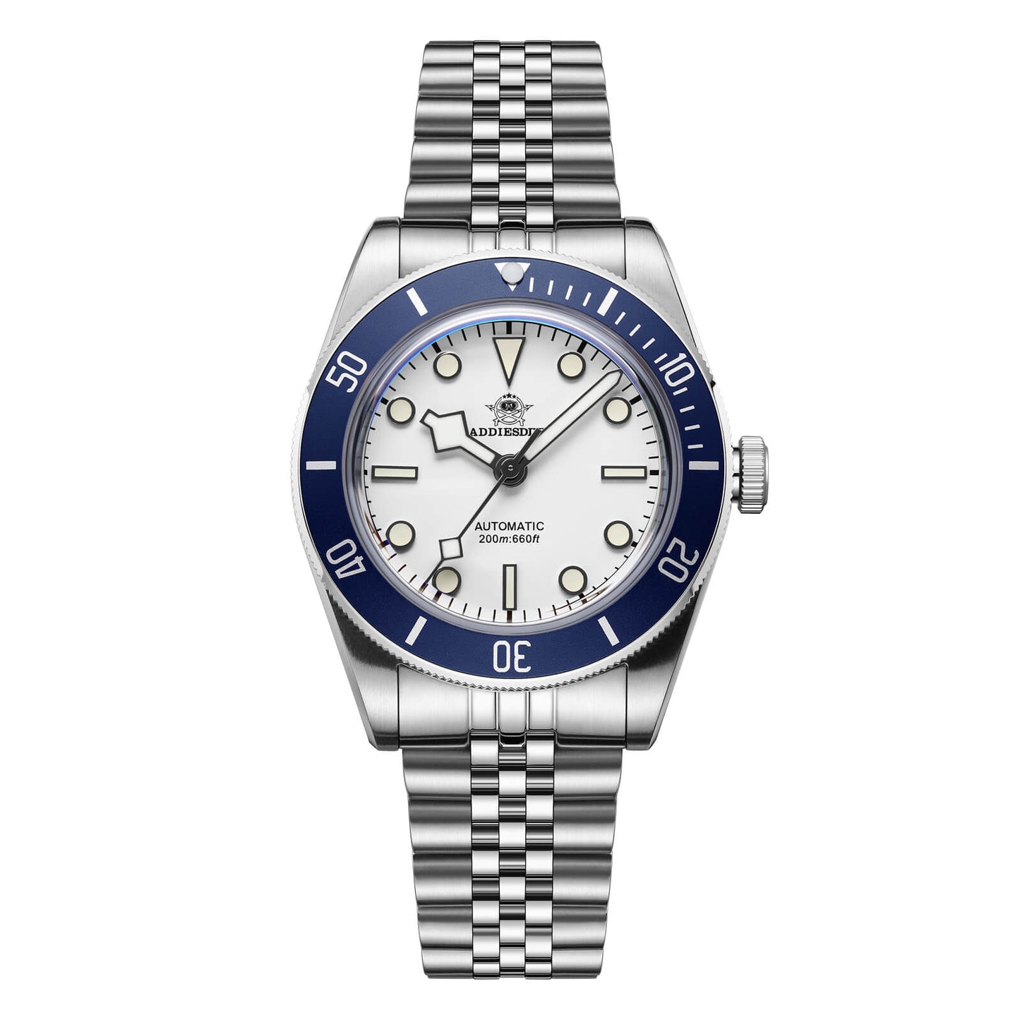 ★Especial Graduación★ADDIESDIVE Reloj automático 39mm BB58 ,AD2043-Correa de acero-Blanco-