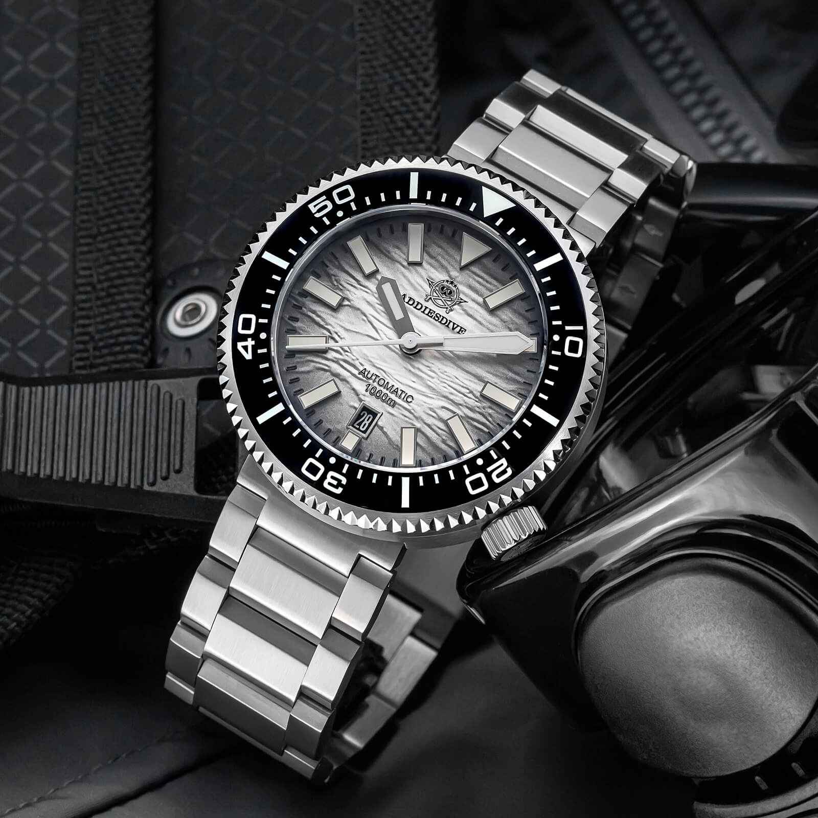 ★Especial Graduación★Addiesdive Reloj de buceo 46mm 1000m AD2069-Blanco-