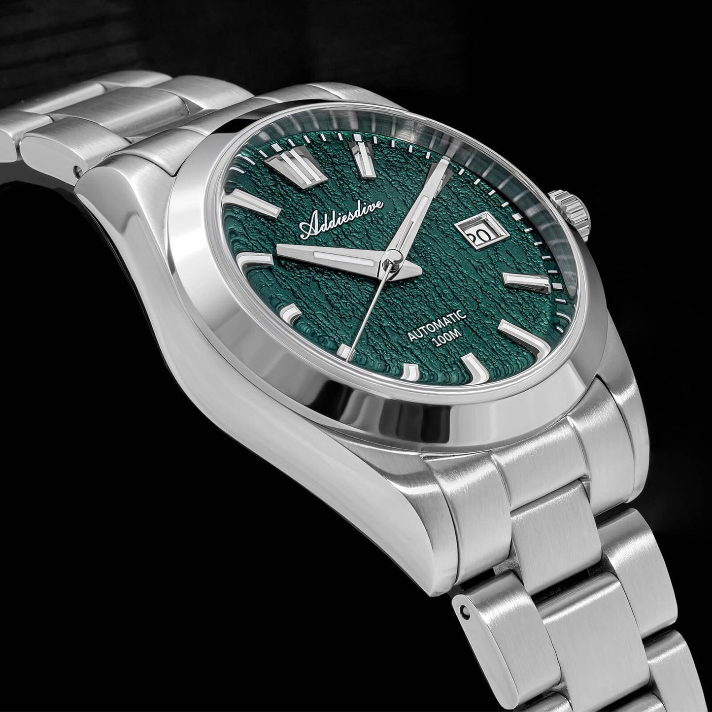 ADDIESDIVE Reloj automático NH35 con esfera con textura de corteza 3D de 39 mm AD2075-Verde-