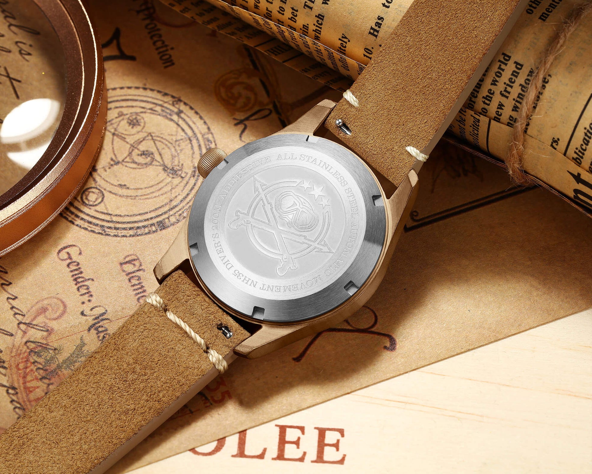 ADDIESDIVE® Reloj 39mm Bronce Hombre(AD2114)-