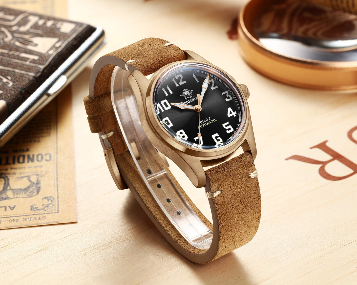 ADDIESDIVE® Reloj 39mm Bronce Hombre(AD2114)-