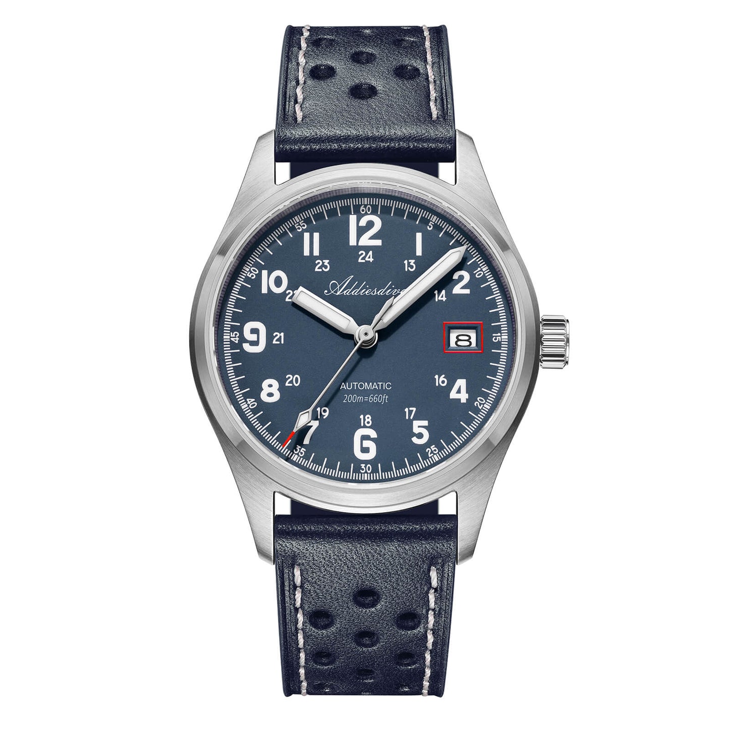 ADDIESDIVE Reloj automático Explore NH35 de 39 mm AD2070-Correa de cuero-Azul-
