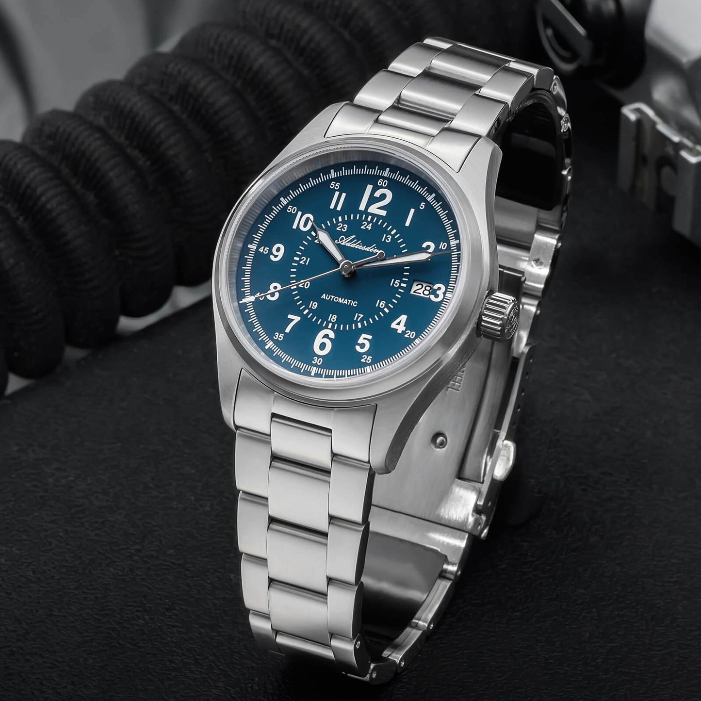 ADDIESDIVE Reloj automático con cristal de zafiro de 39 mm Reloj de campo AD2074-Negro-