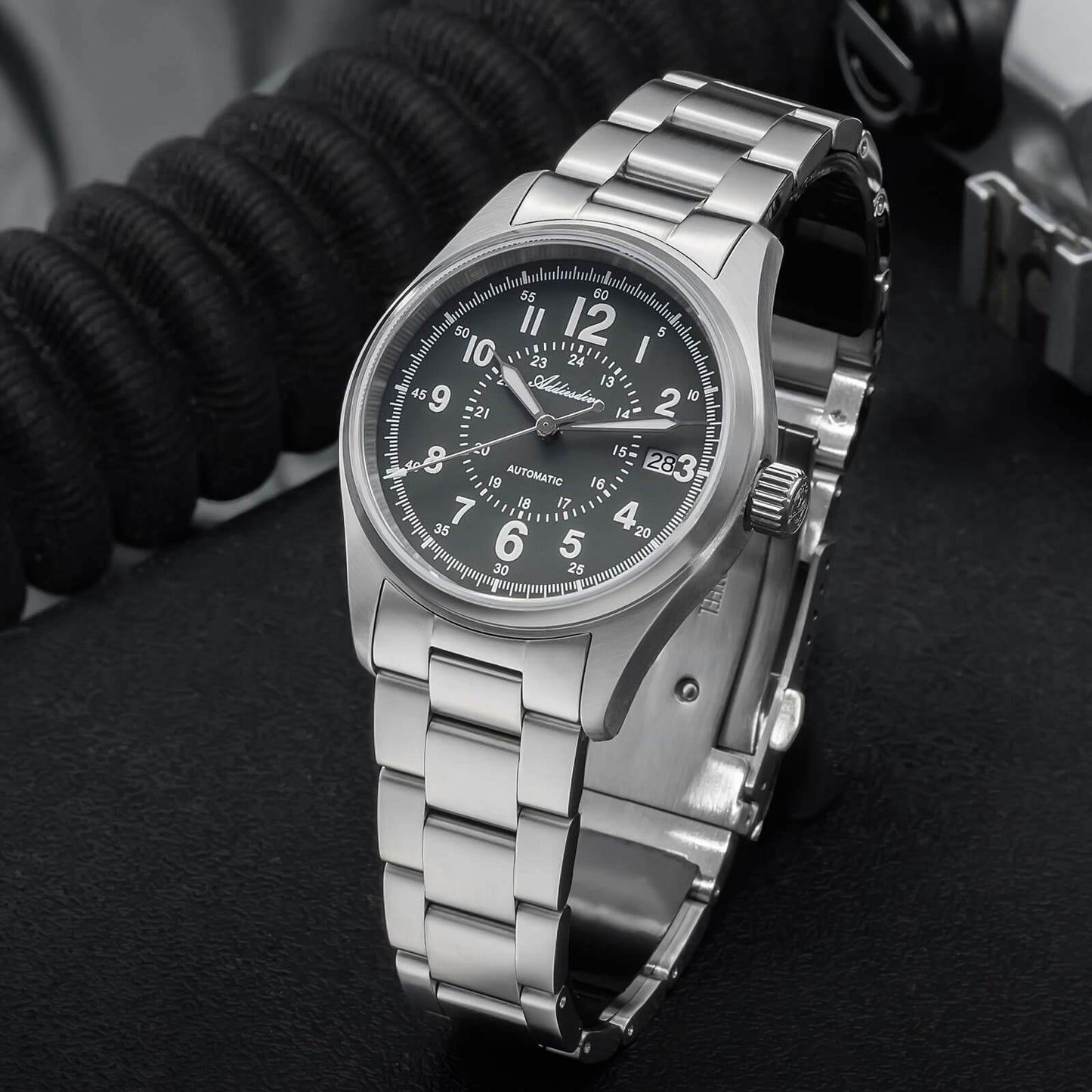 ADDIESDIVE Reloj automático con cristal de zafiro de 39 mm Reloj de campo AD2074-Negro-