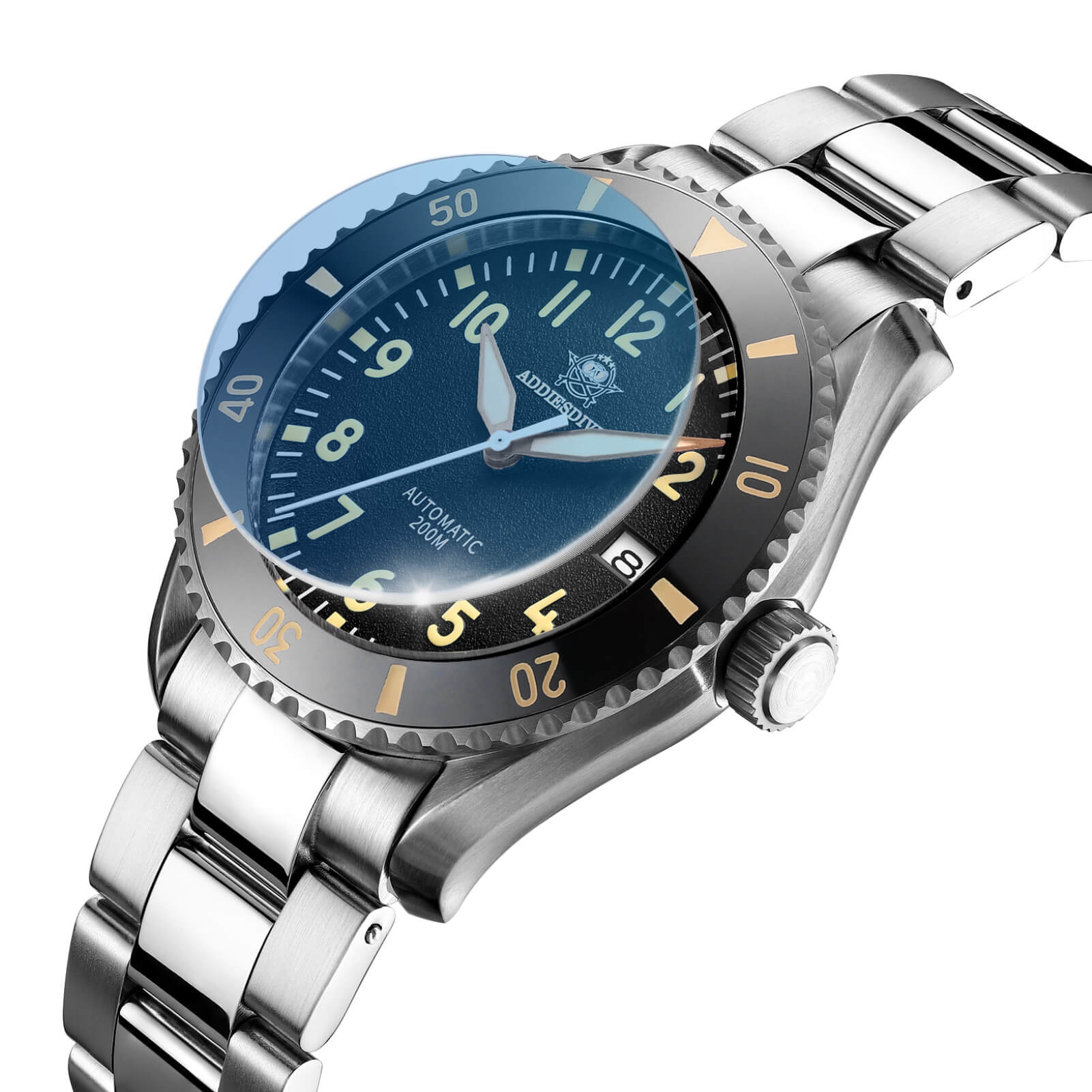 ADDIESDIVE Reloj automático para hombre Diver 200M (MY-H9)-watch-Correa de cuero-