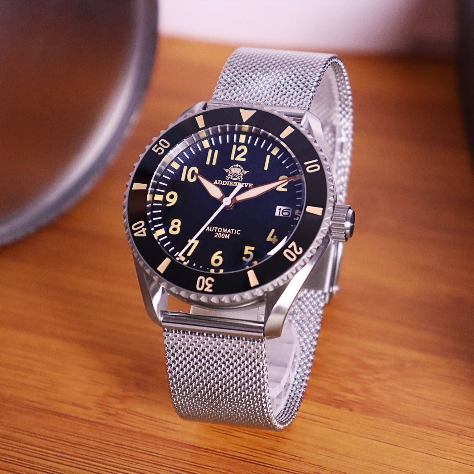 ADDIESDIVE Reloj automático para hombre Diver 200M (MY-H9)-watch-Correa de cuero-