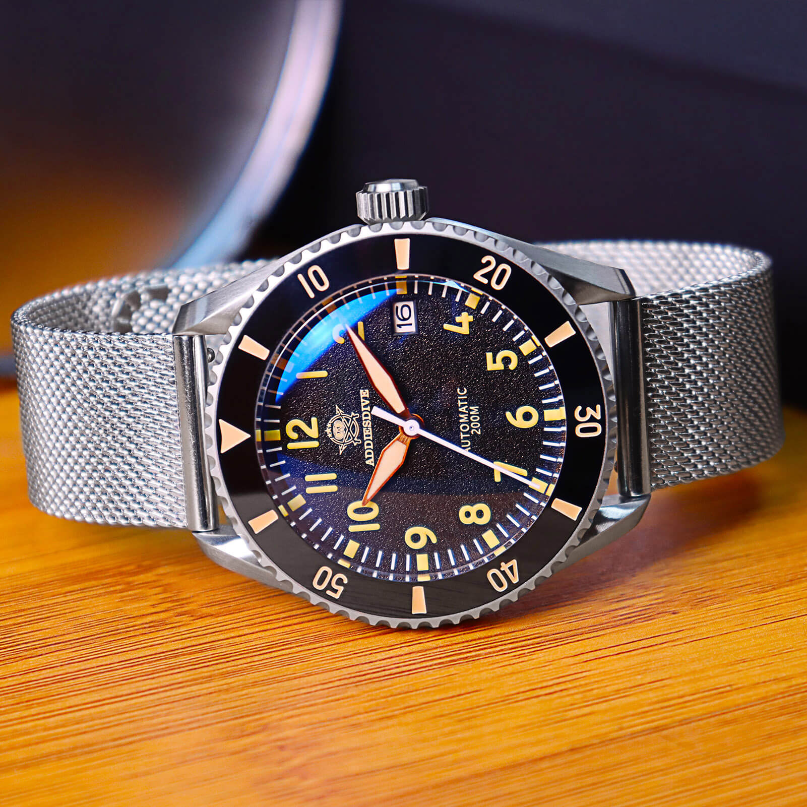 ADDIESDIVE Reloj automático para hombre Diver 200M (MY-H9)-watch-Correa de cuero-