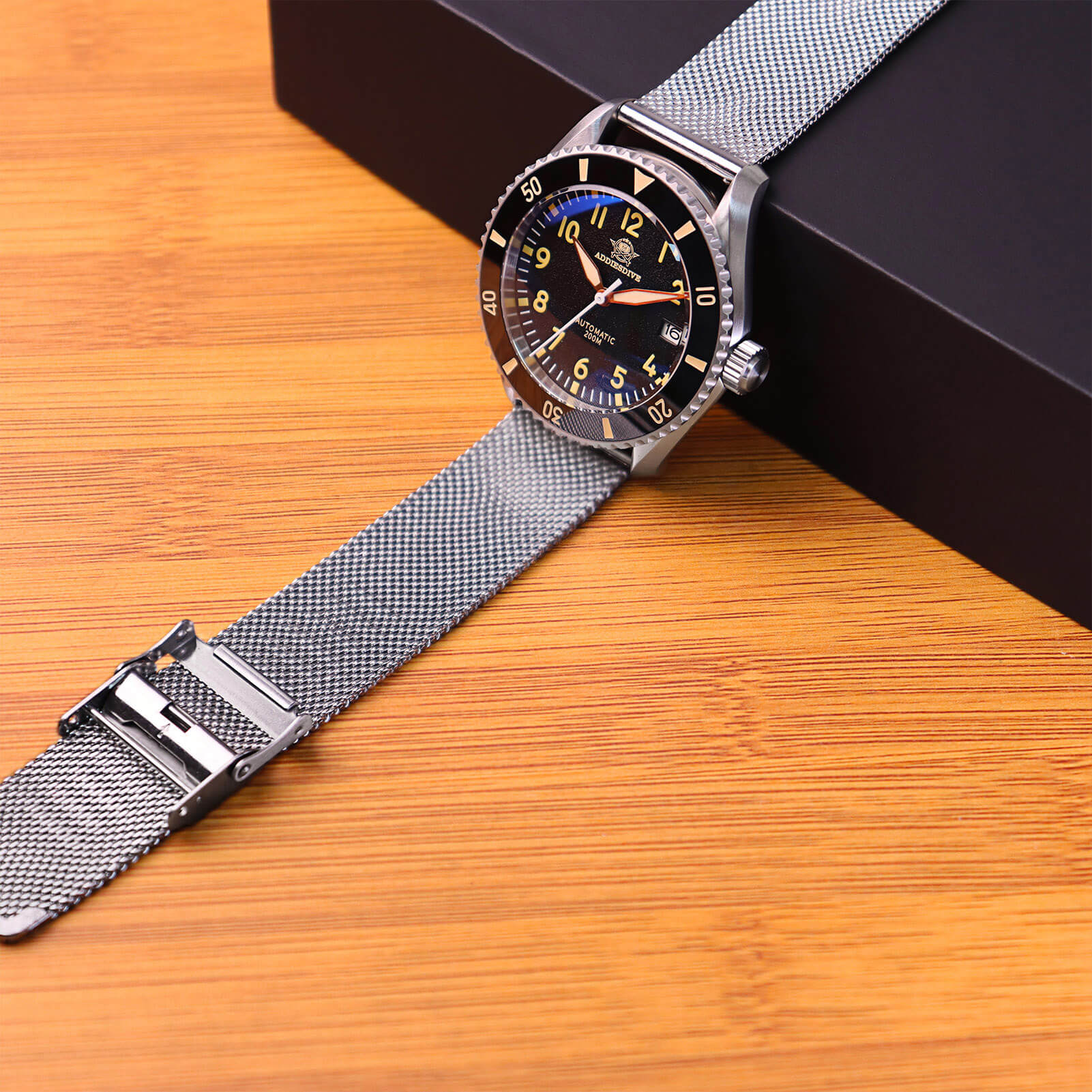 ADDIESDIVE Reloj automático para hombre Diver 200M (MY-H9)-watch-Correa de cuero-