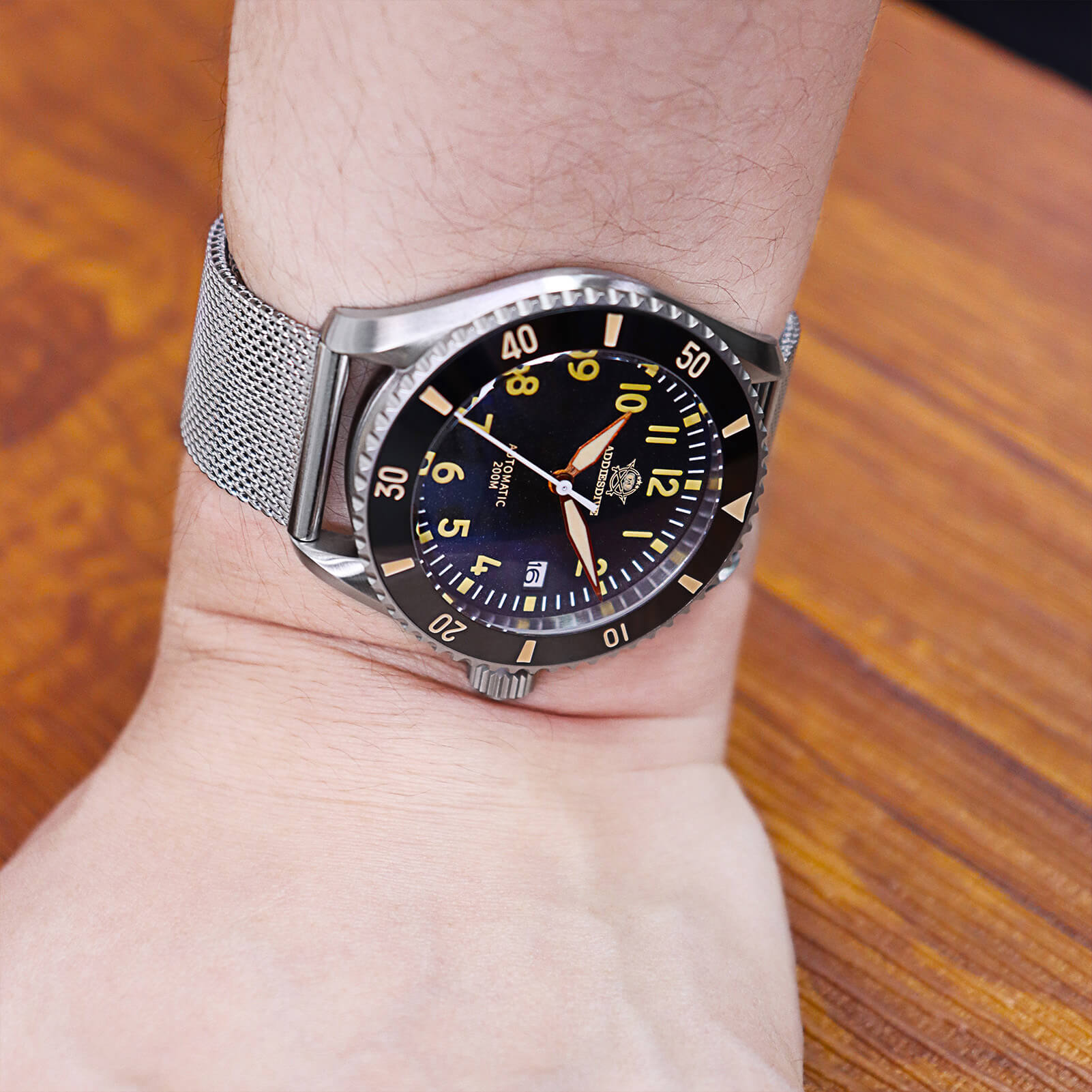 ADDIESDIVE Reloj automático para hombre Diver 200M (MY-H9)-watch-Correa de cuero-