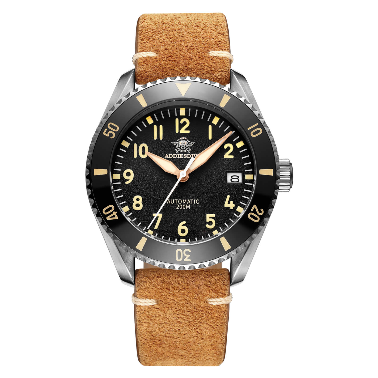 ADDIESDIVE Reloj automático para hombre Diver 200M (MY-H9)-watch-Correa de cuero-