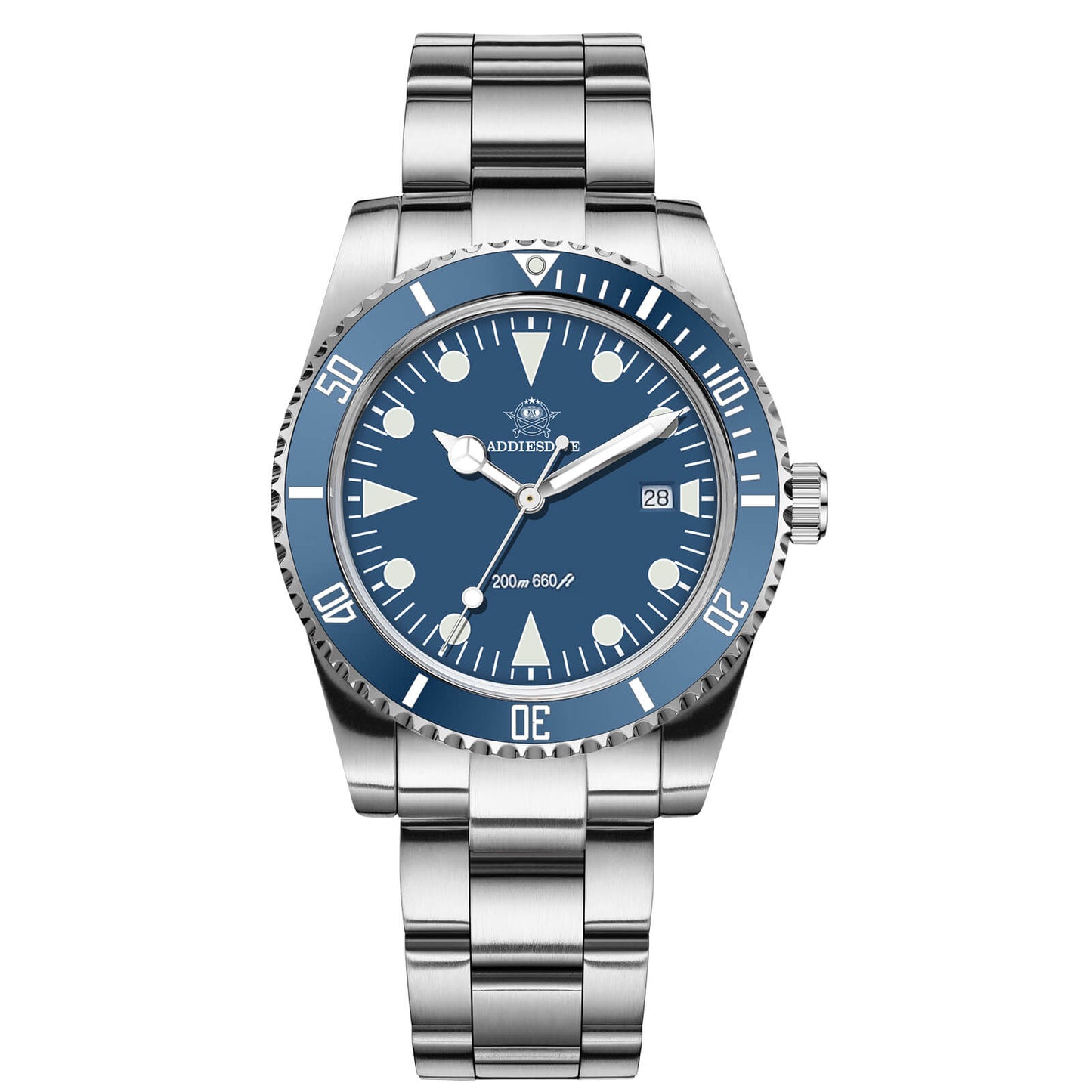 ADDIESDIVE Reloj de Cuarzo de 39 mm con bisel rotatorio bidireccional AD2068-Azul-