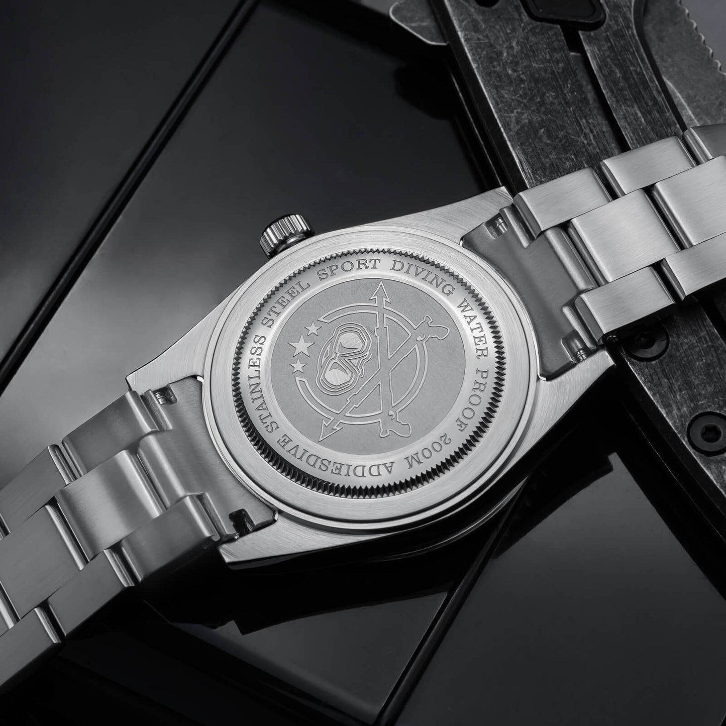 ADDIESDIVE Reloj de Cuarzo de 39 mm con bisel rotatorio bidireccional AD2068-Negro-