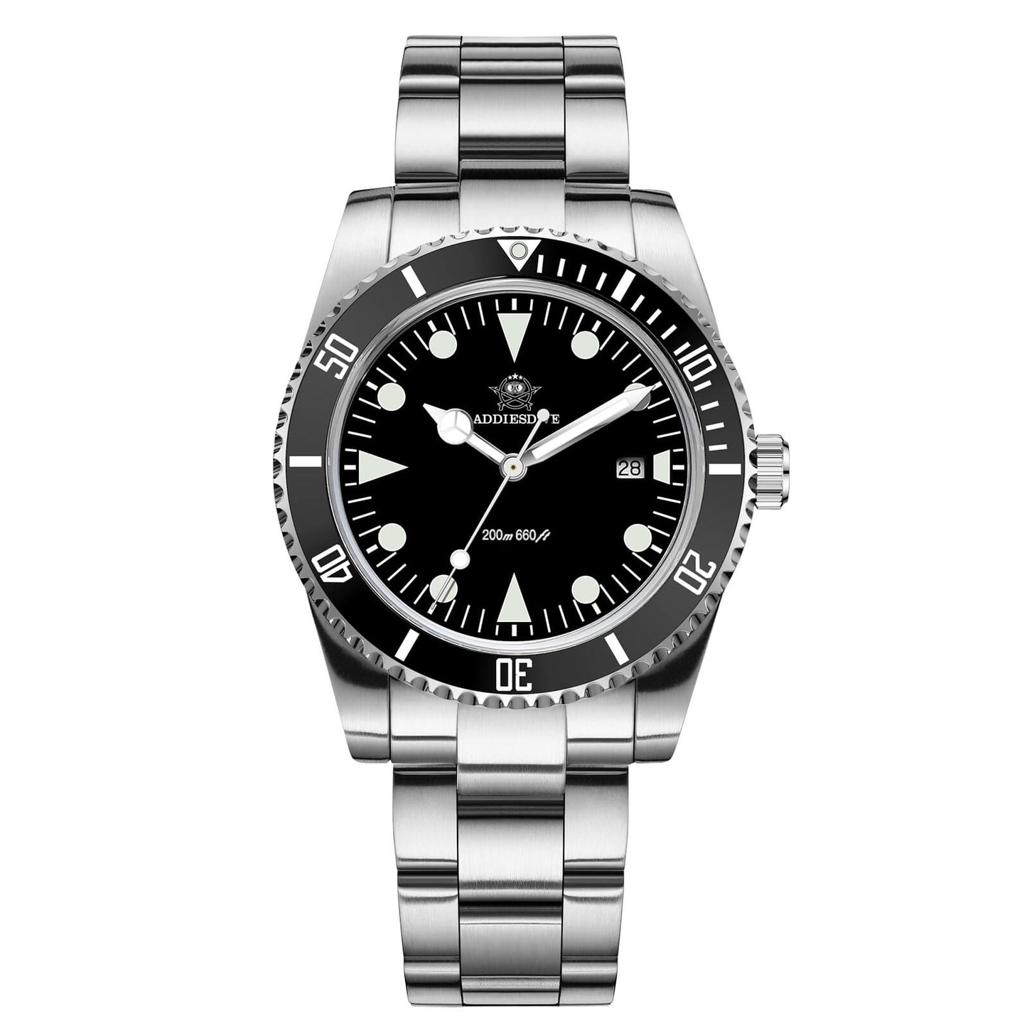 ADDIESDIVE Reloj de Cuarzo de 39 mm con bisel rotatorio bidireccional AD2068-Negro-
