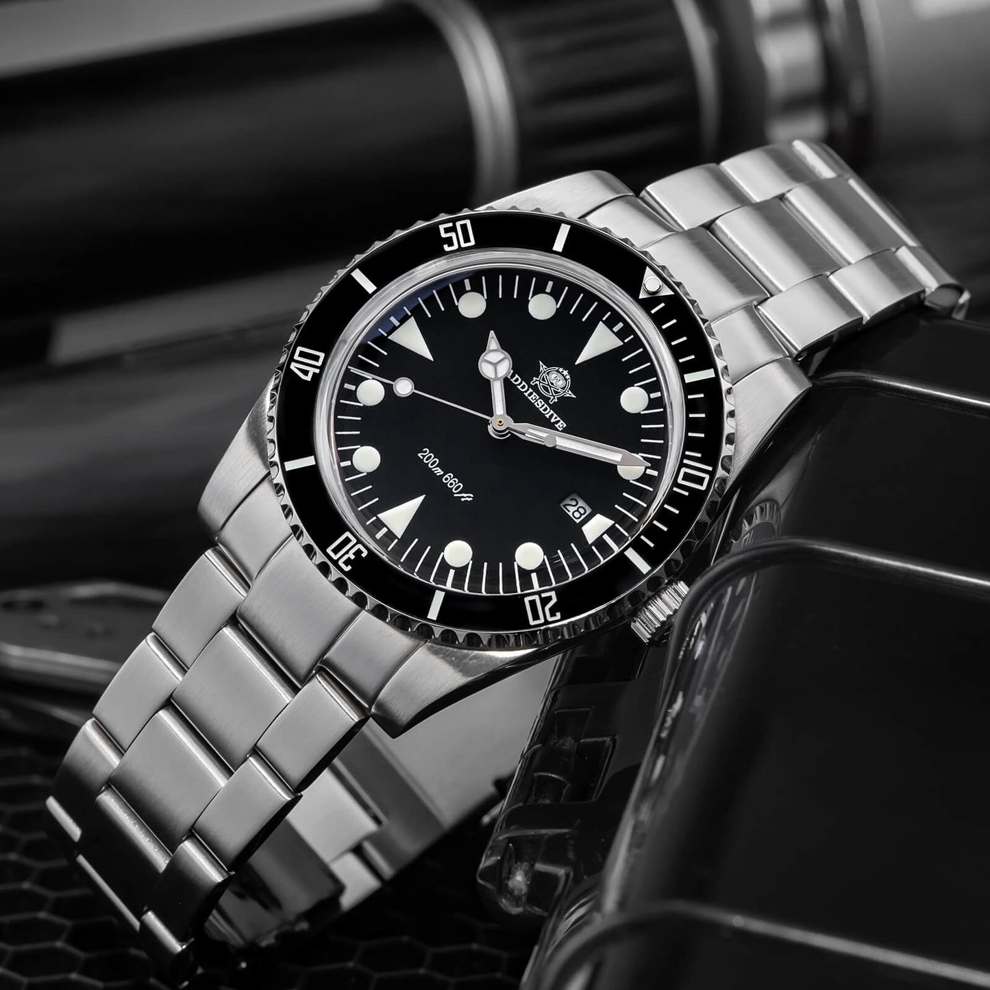 ADDIESDIVE Reloj de Cuarzo de 39 mm con bisel rotatorio bidireccional AD2068-Negro-