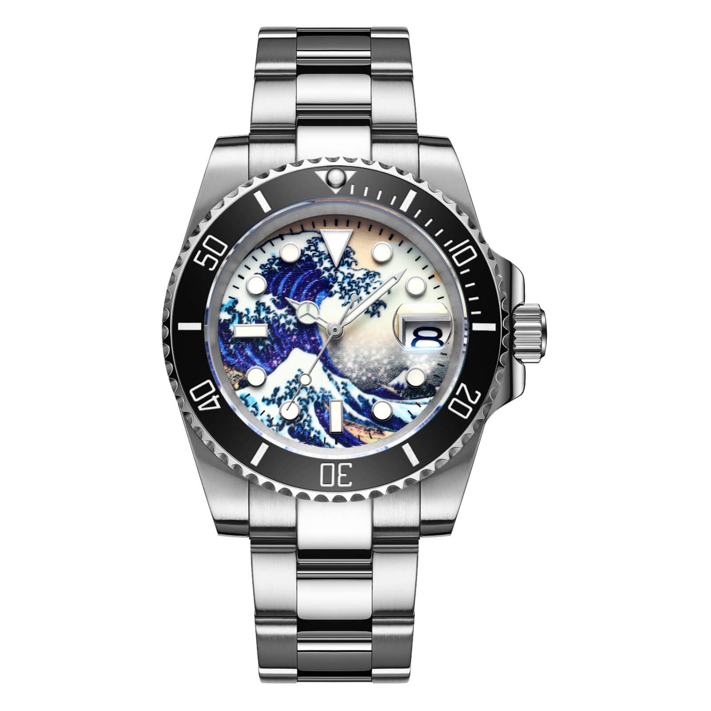 ADDIESDIVE Reloj de buceo Great Wave Sub(H3AC-Surf)-divers watch-Negro-