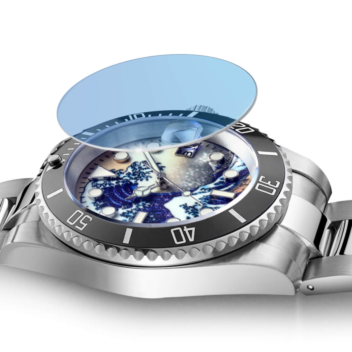ADDIESDIVE Reloj de buceo Great Wave Sub(H3AC-Surf)-divers watch-Negro-