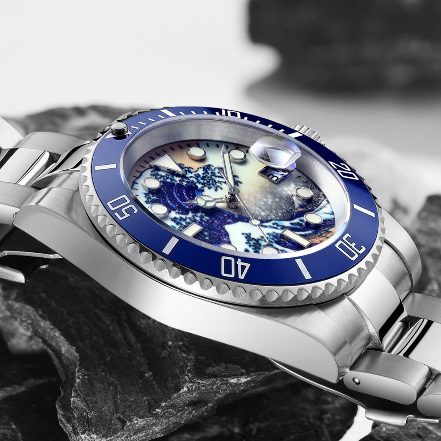 ADDIESDIVE Reloj de buceo Great Wave Sub(H3AC-Surf)-divers watch-Negro-