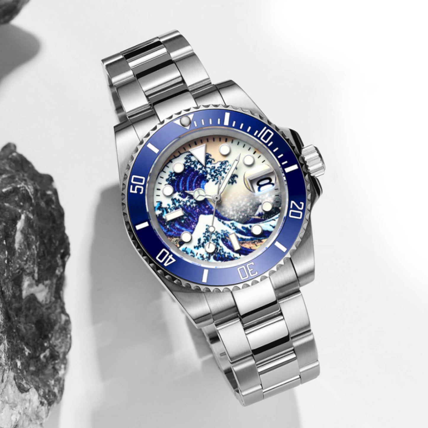 ADDIESDIVE Reloj de buceo Great Wave Sub(H3AC-Surf)-divers watch-Negro-