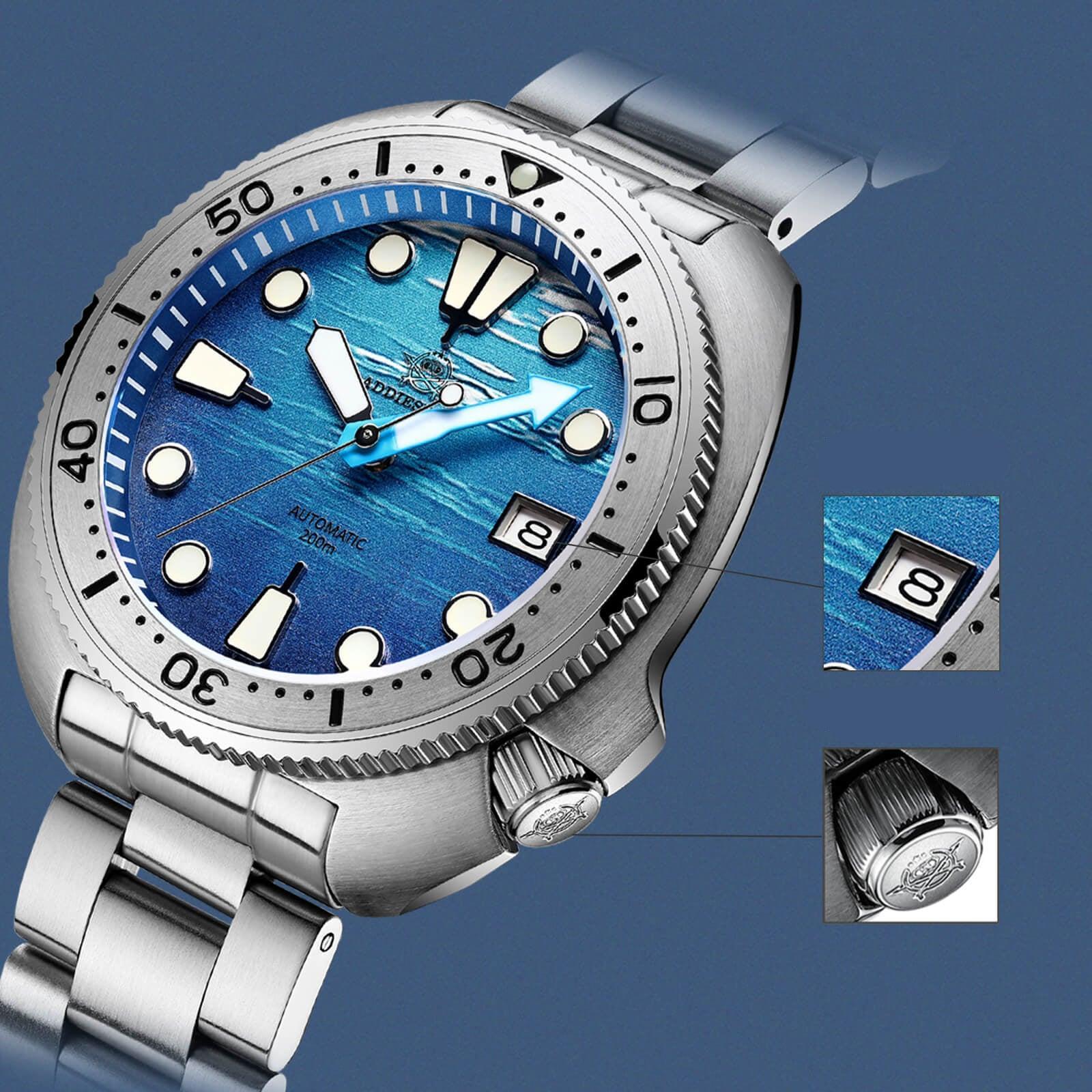 ADDIESDIVE Reloj de buceo con esfera de tortuga 3D(AD2045)-