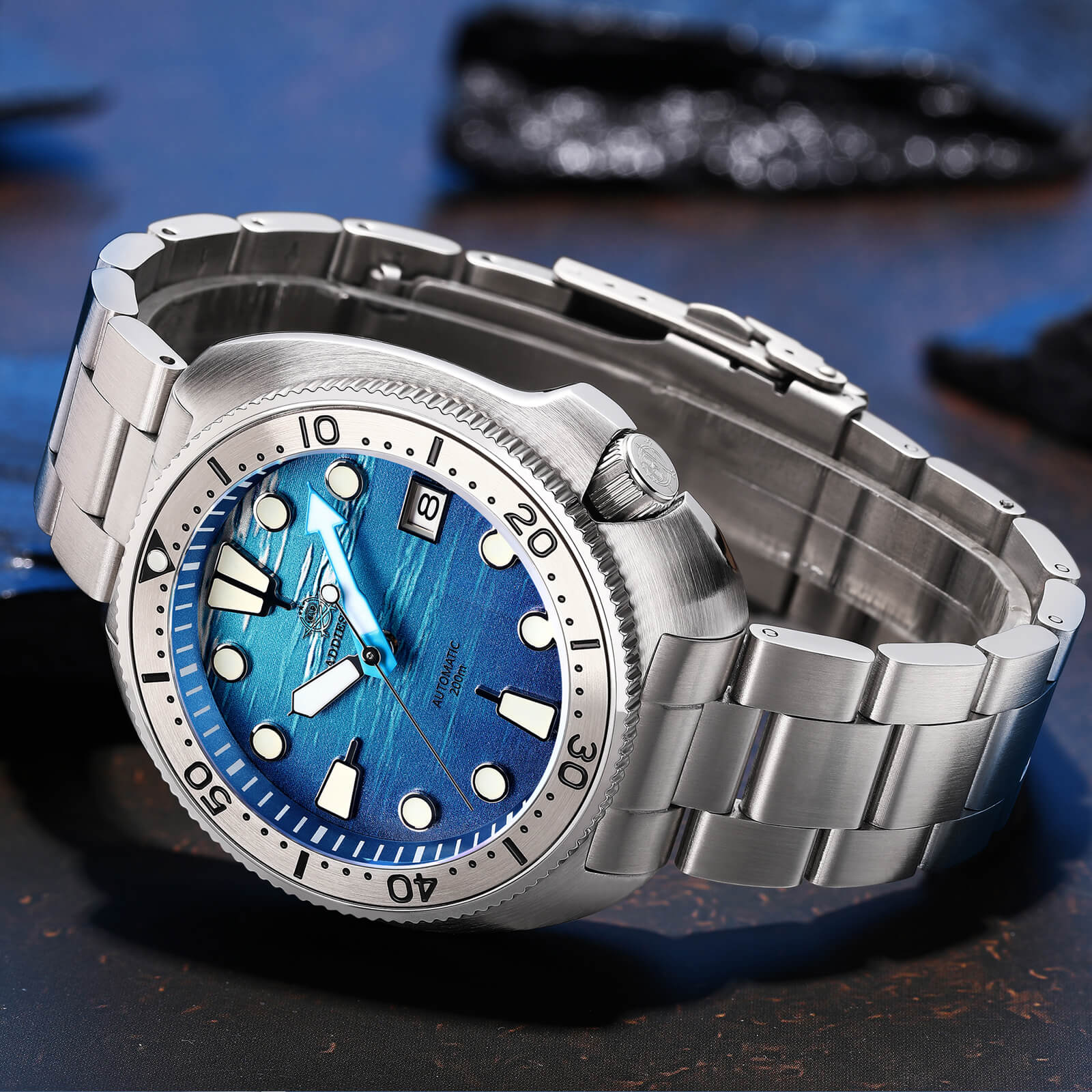 ADDIESDIVE Reloj de buceo con esfera de tortuga 3D(AD2045)-