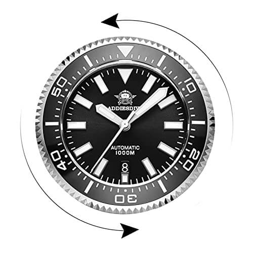 ADDIESDIVE Reloj de buceo profesional Diver 1000M 45MM (MY-H6)-divers watch-Negro-Pulsera Estilo Ostra-