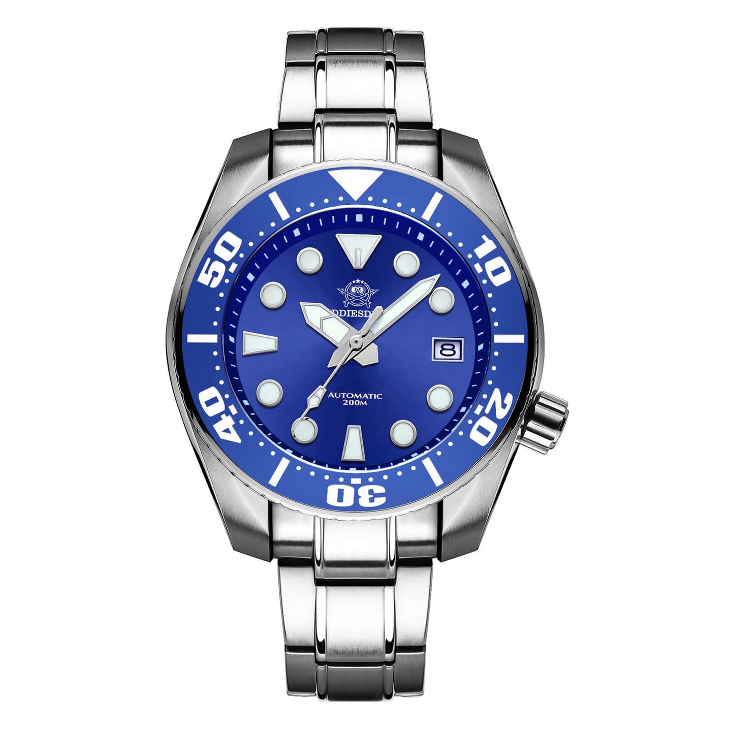 ADDIESDIVE® Reloj de buceo profesional Sumo Green para hombre 44,5 mm (MY-H10) Esfera negra/verde/azul-divers watch-Azul-