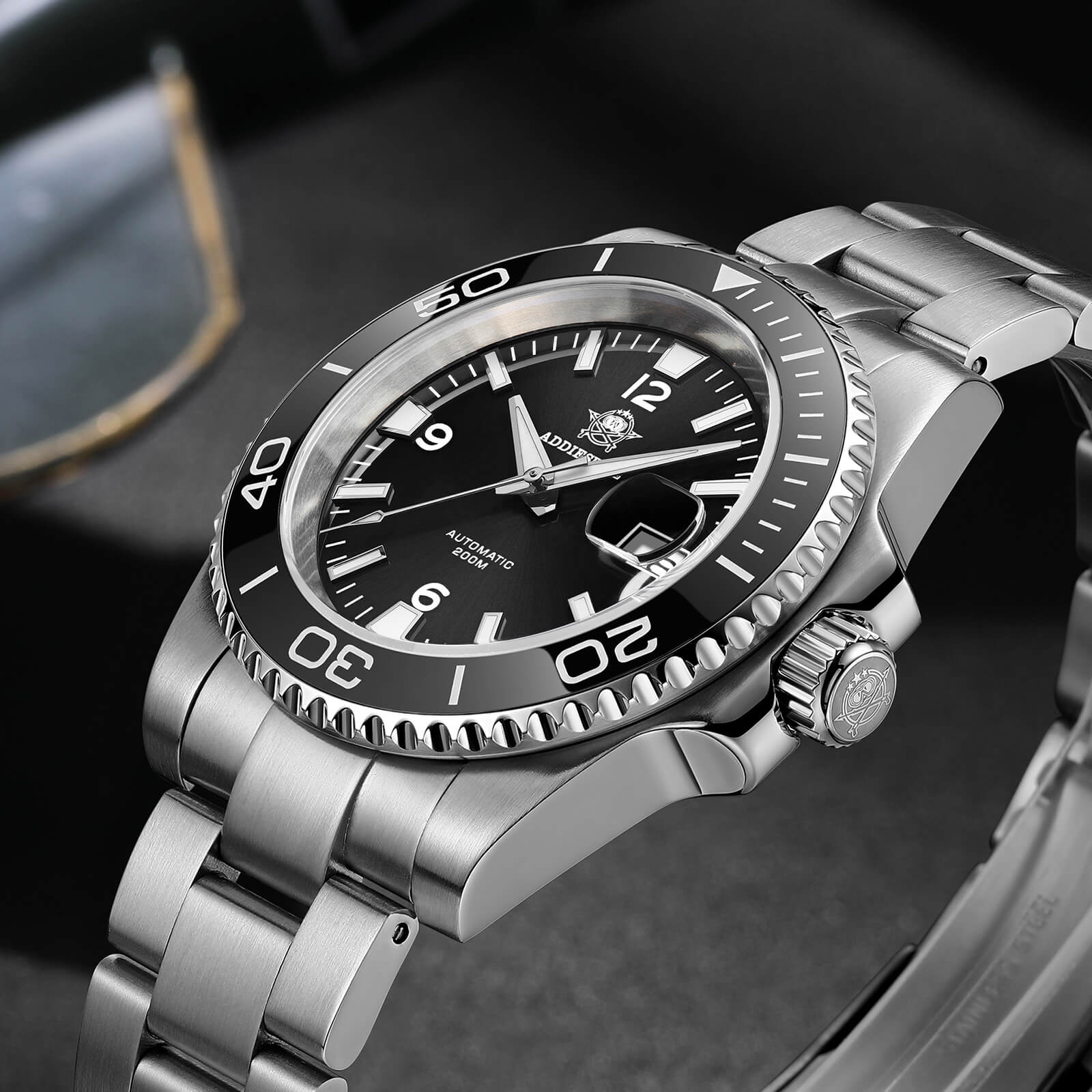 ADDIESDIVE Reloj de buceo retro NH35 de AD2085-Negro-