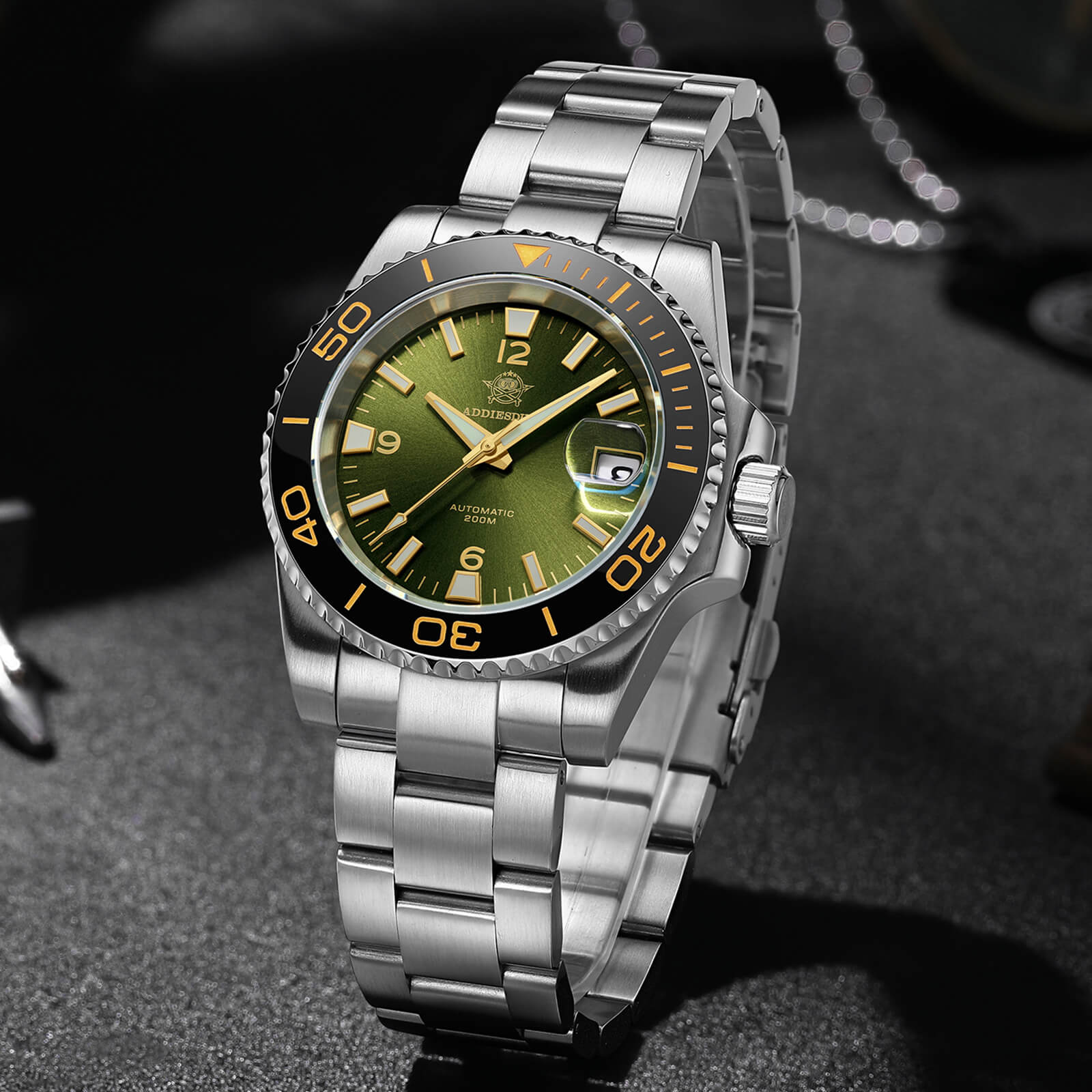 ADDIESDIVE Reloj de buceo retro NH35 de AD2085-Negro-