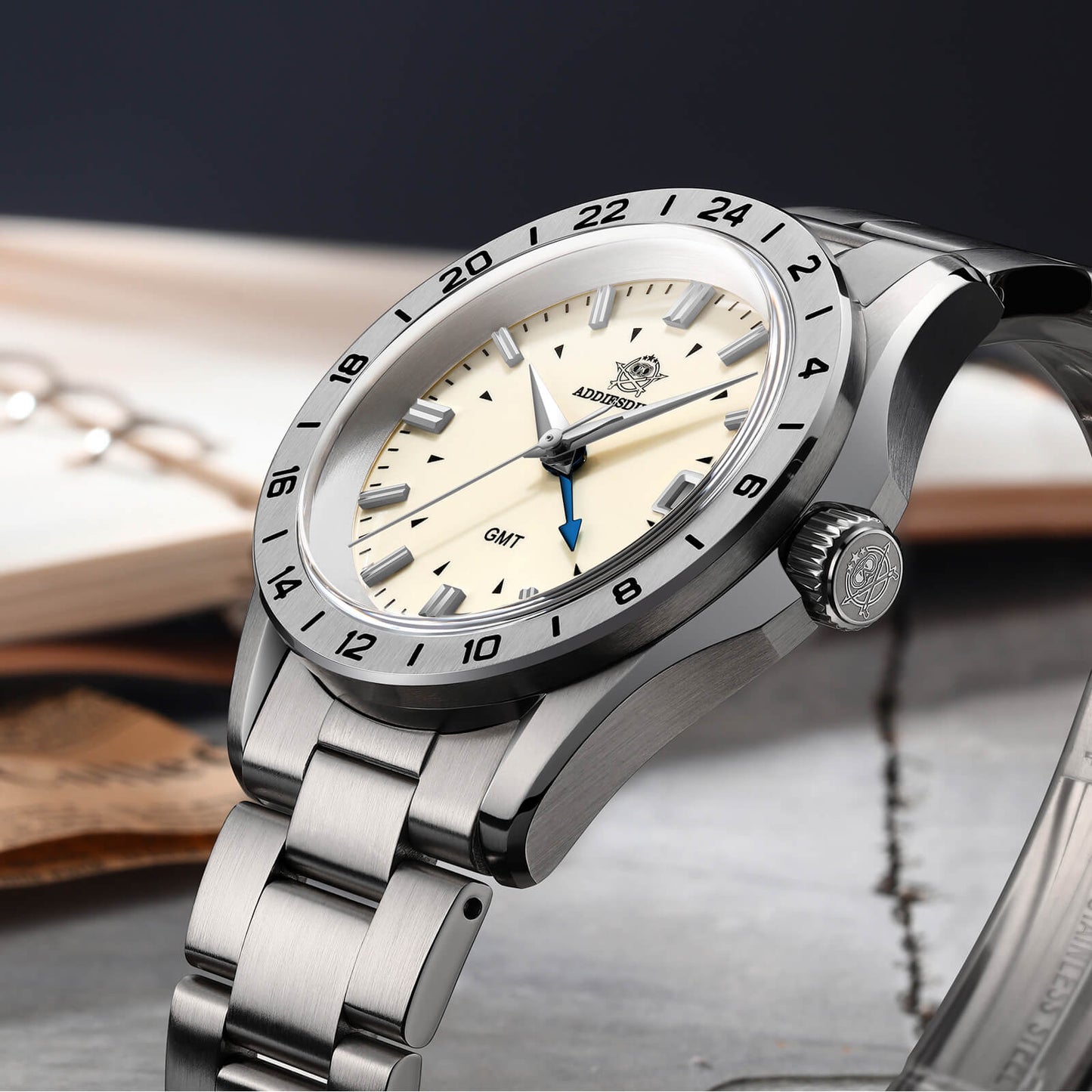 ADDIESDIVE Reloj de cuarzo GMT de 38mm AD2063-