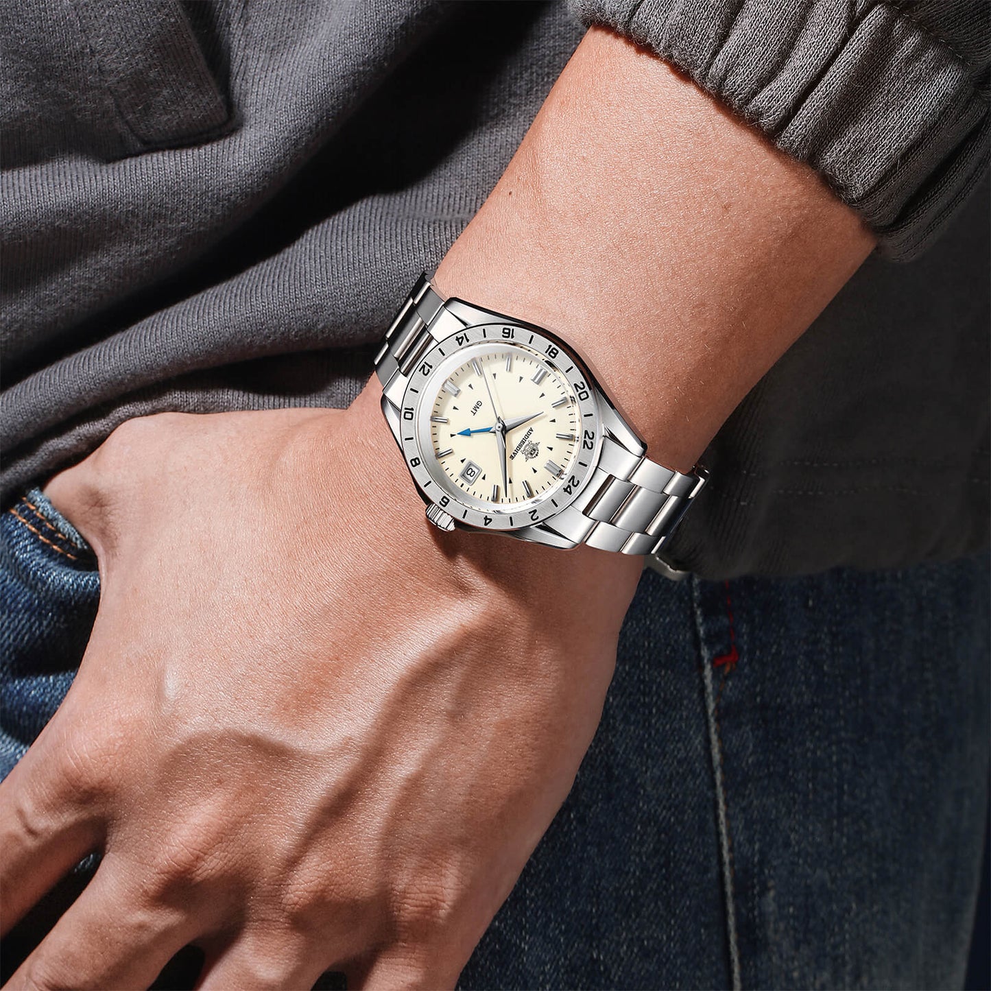 ADDIESDIVE Reloj de cuarzo GMT de 38mm AD2063-