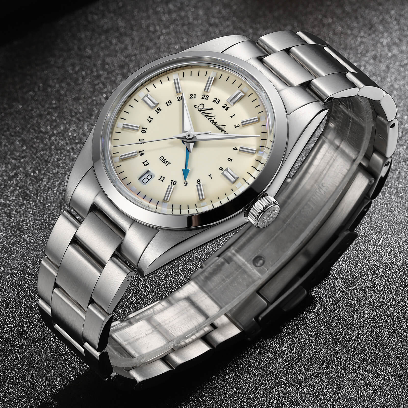 ADDIESDIVE Reloj de cuarzo GMT de la colección Elegance AD2065-divers watch-Beige-