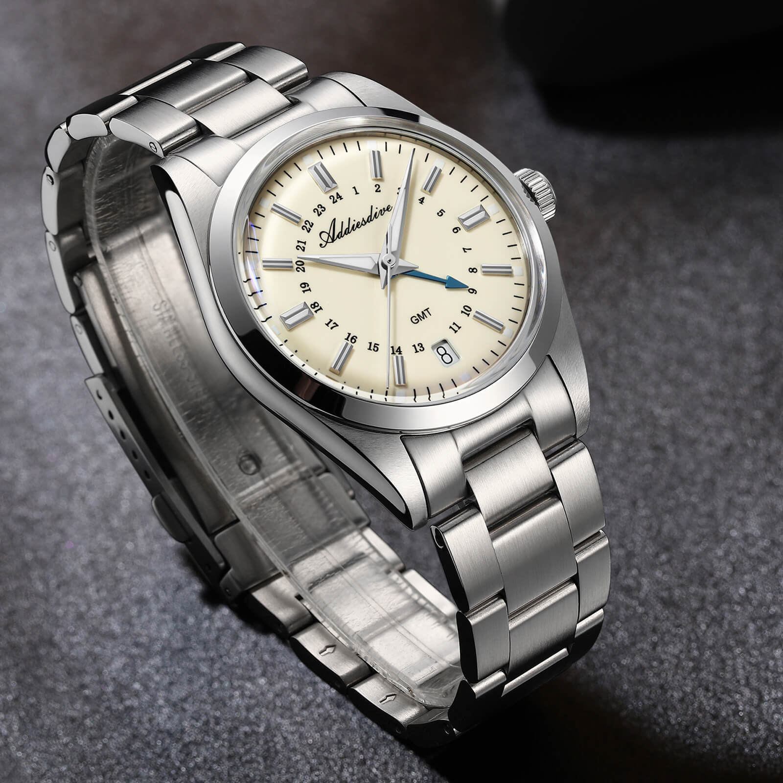 ADDIESDIVE Reloj de cuarzo GMT de la colección Elegance AD2065-divers watch-Beige-