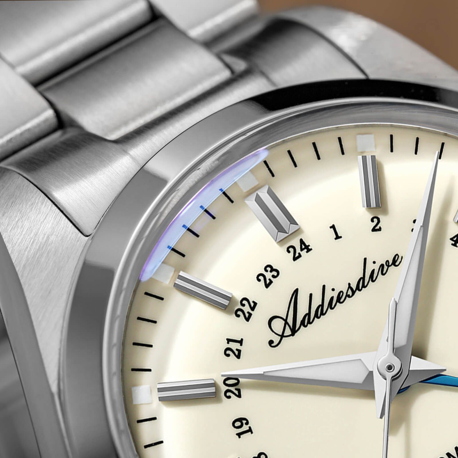 ADDIESDIVE Reloj de cuarzo GMT de la colección Elegance AD2065-divers watch-Beige-
