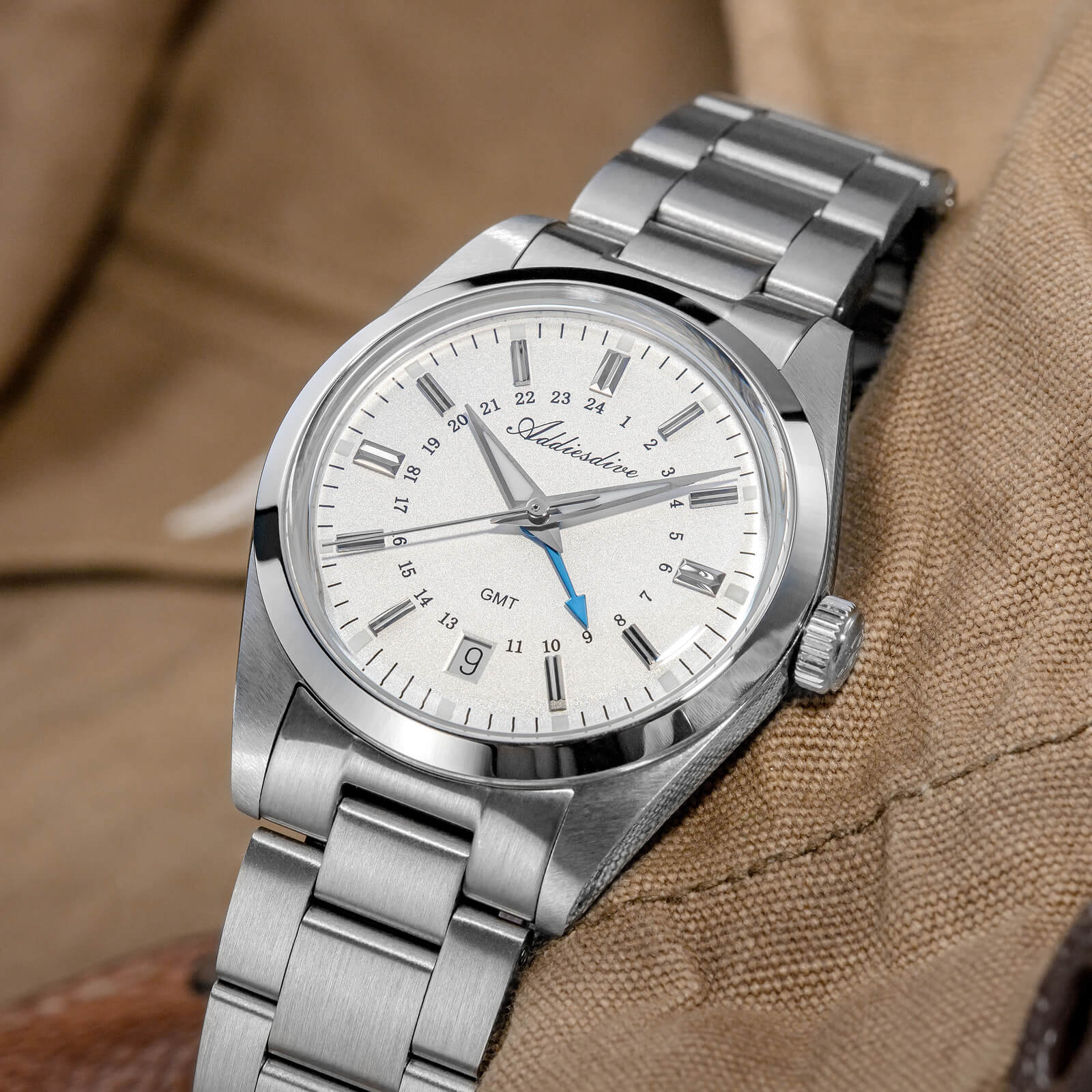 ADDIESDIVE Reloj de cuarzo GMT de la colección Elegance AD2065-divers watch-Beige-