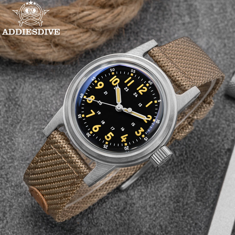 ADDIESDIVE Reloj mecánico vintage de 36 mm AD2076-Beige-
