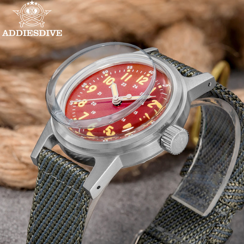 ADDIESDIVE Reloj mecánico vintage de 36 mm AD2076-Beige-
