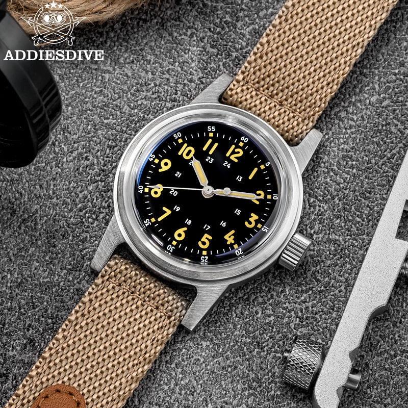 ADDIESDIVE Reloj mecánico vintage de 36 mm AD2076-Beige-