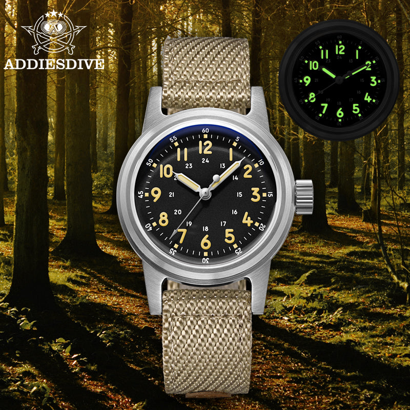 ADDIESDIVE Reloj mecánico vintage de 36 mm AD2076-Beige-