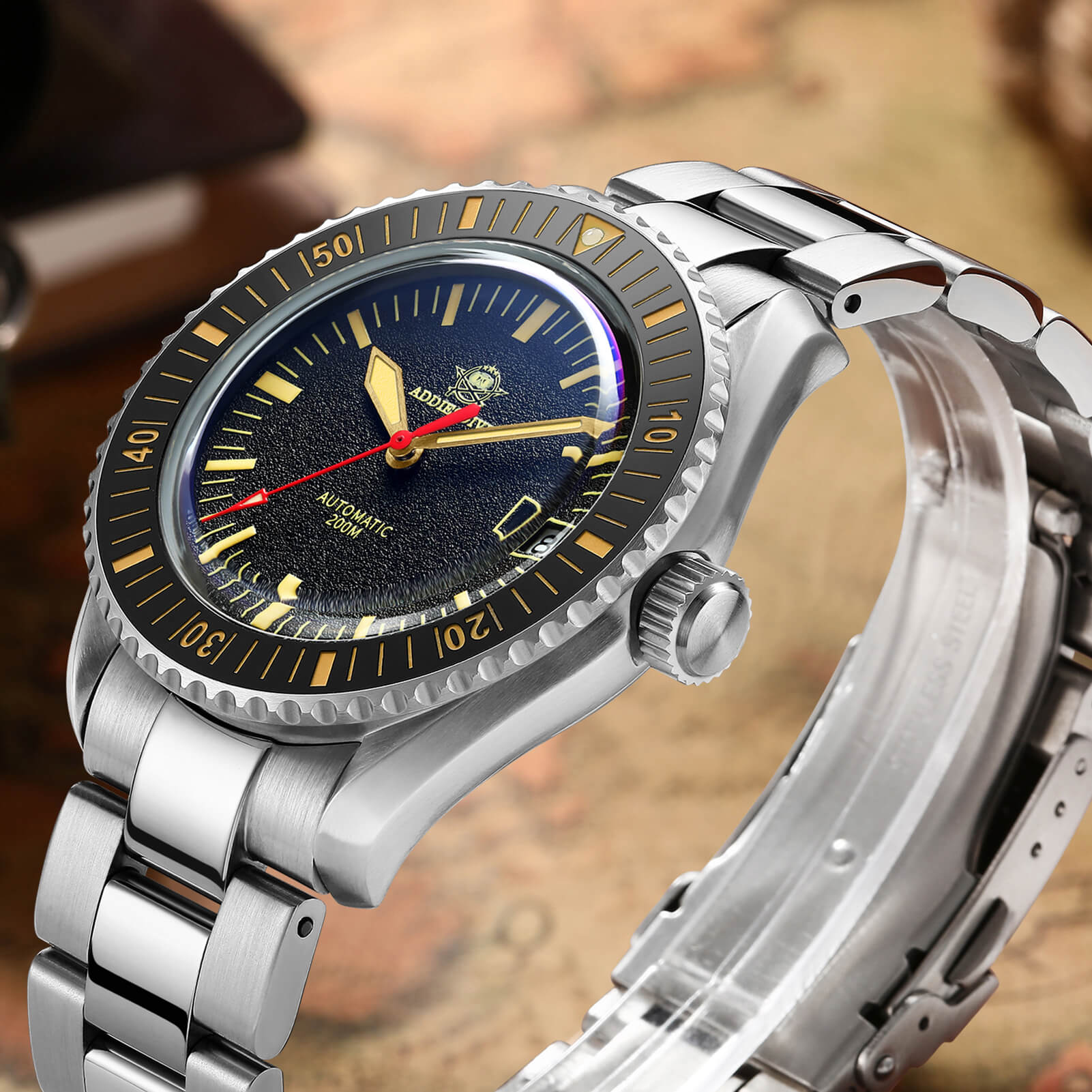 ADDIESDIVE® Scuba Vintage Reloj de buceo automático para hombre (AD2105)-correa de acero-