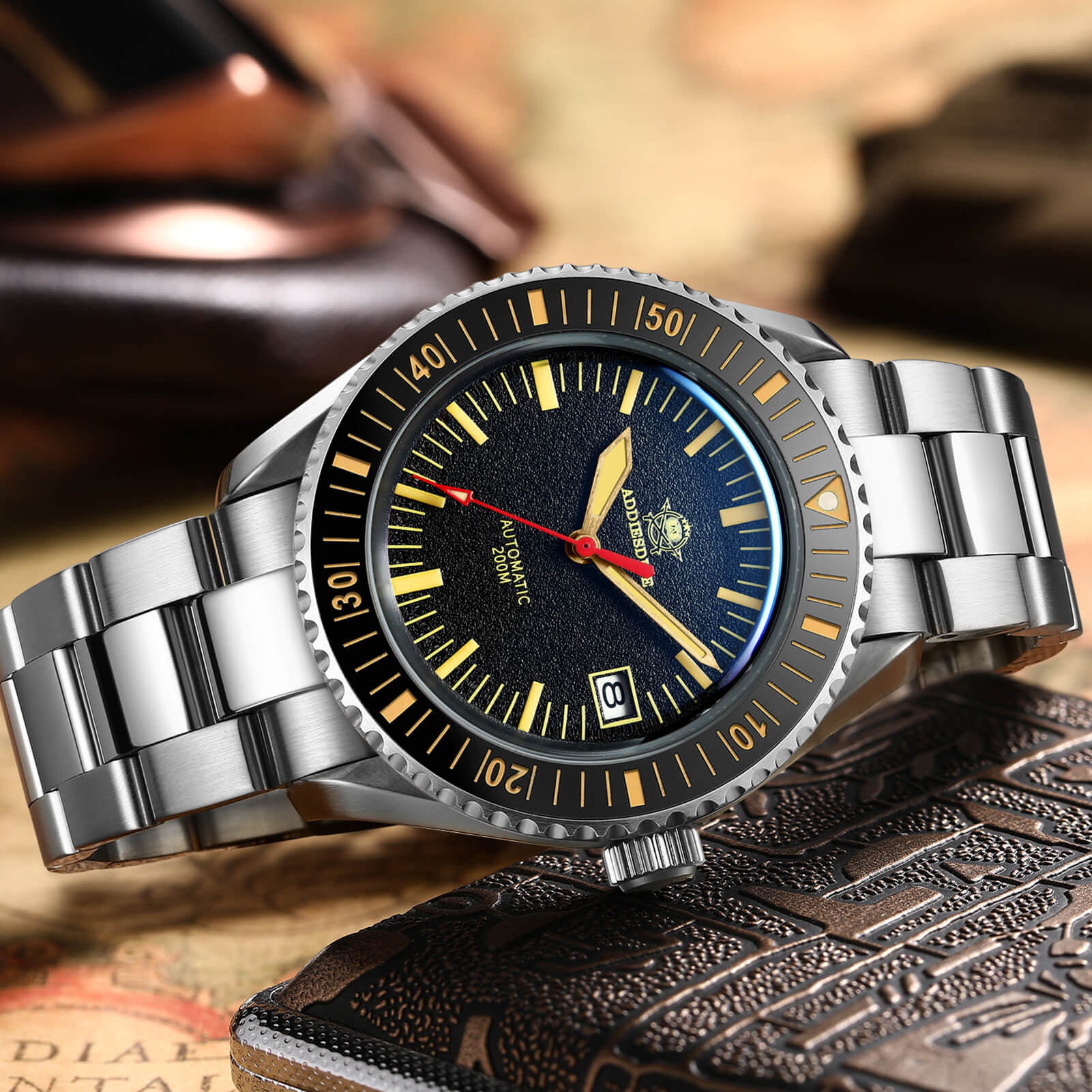 ADDIESDIVE® Scuba Vintage Reloj de buceo automático para hombre (AD2105)-correa de acero-