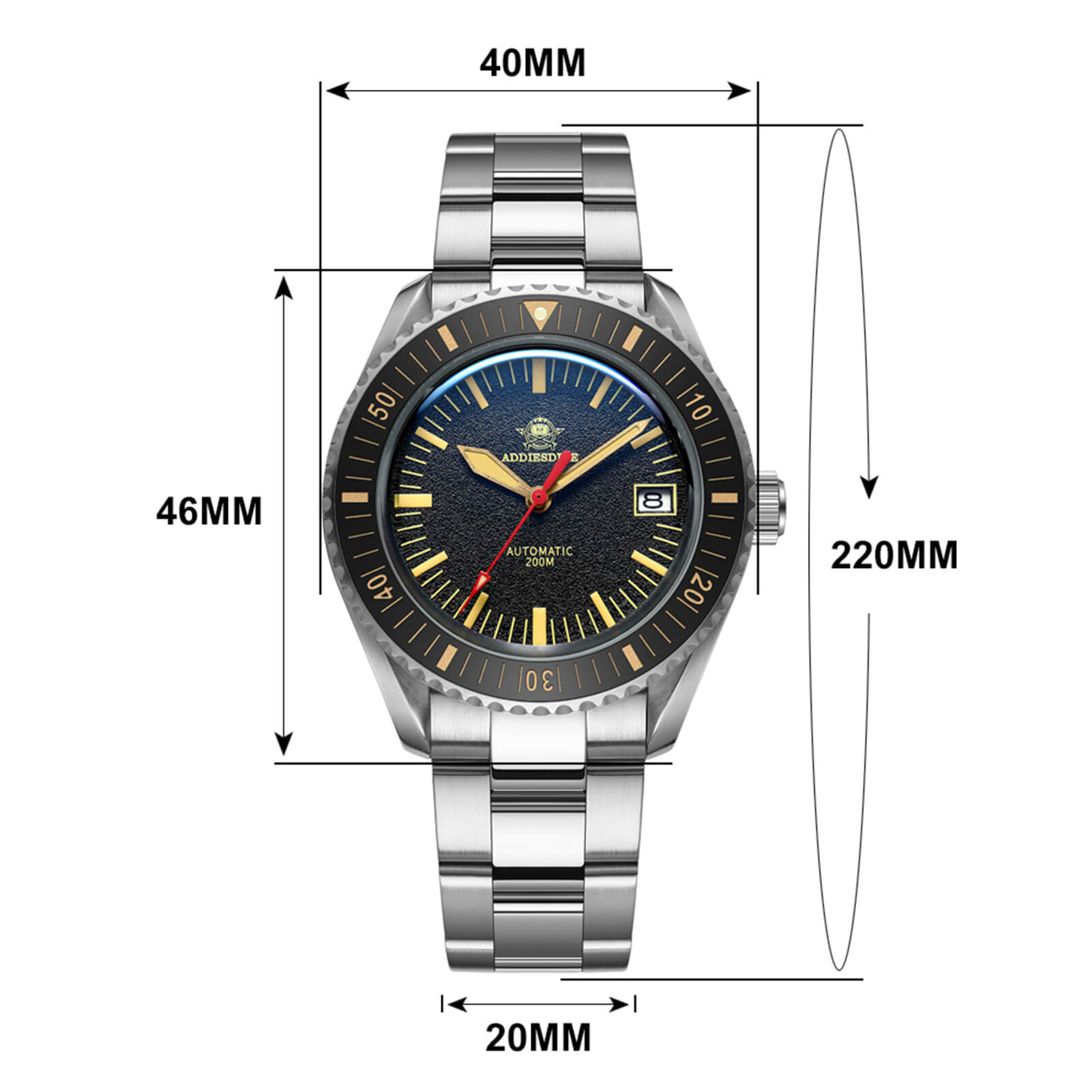 ADDIESDIVE® Scuba Vintage Reloj de buceo automático para hombre (AD2105)-correa de acero-