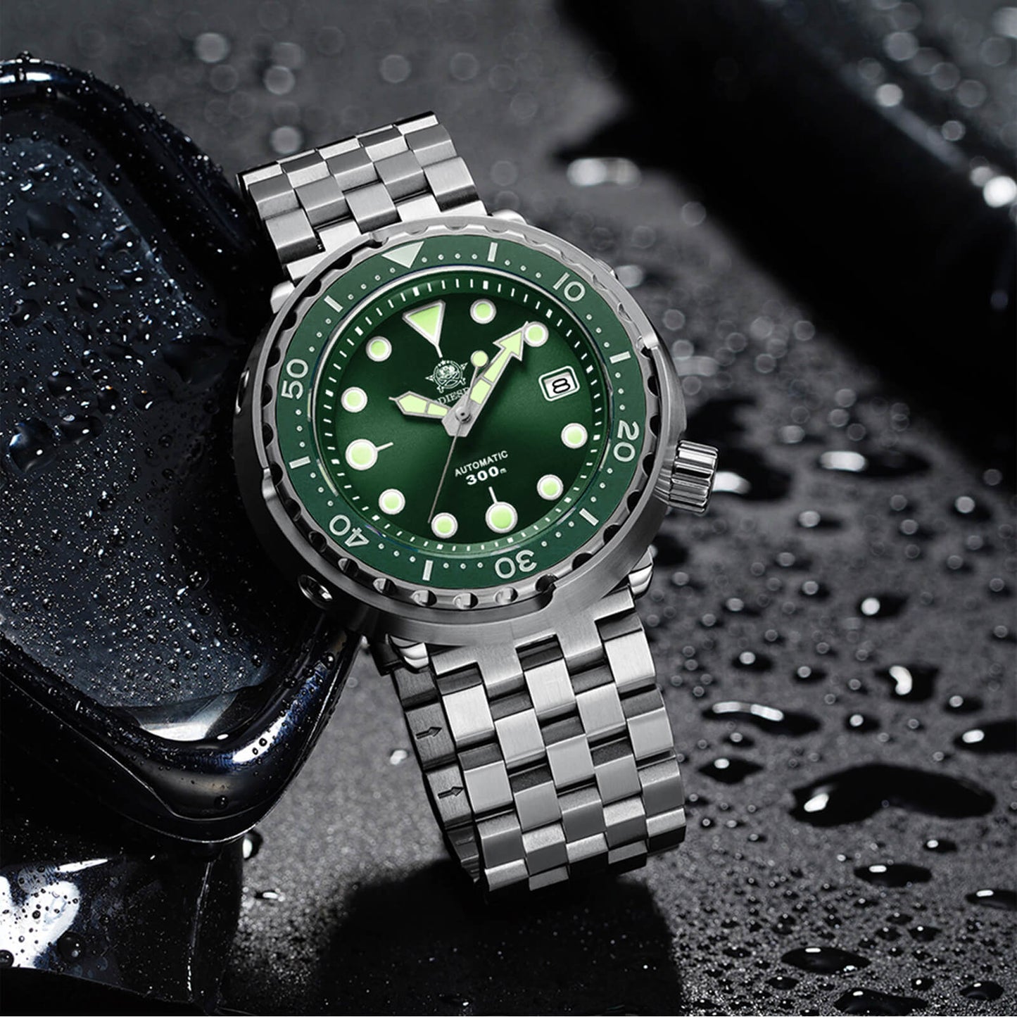 ADDIESDIVE® Tuna 300M Reloj de buceo automático Tuna Diver 3 Colores ( MY-H5)-divers watch-Verde-Correa Jubilee-